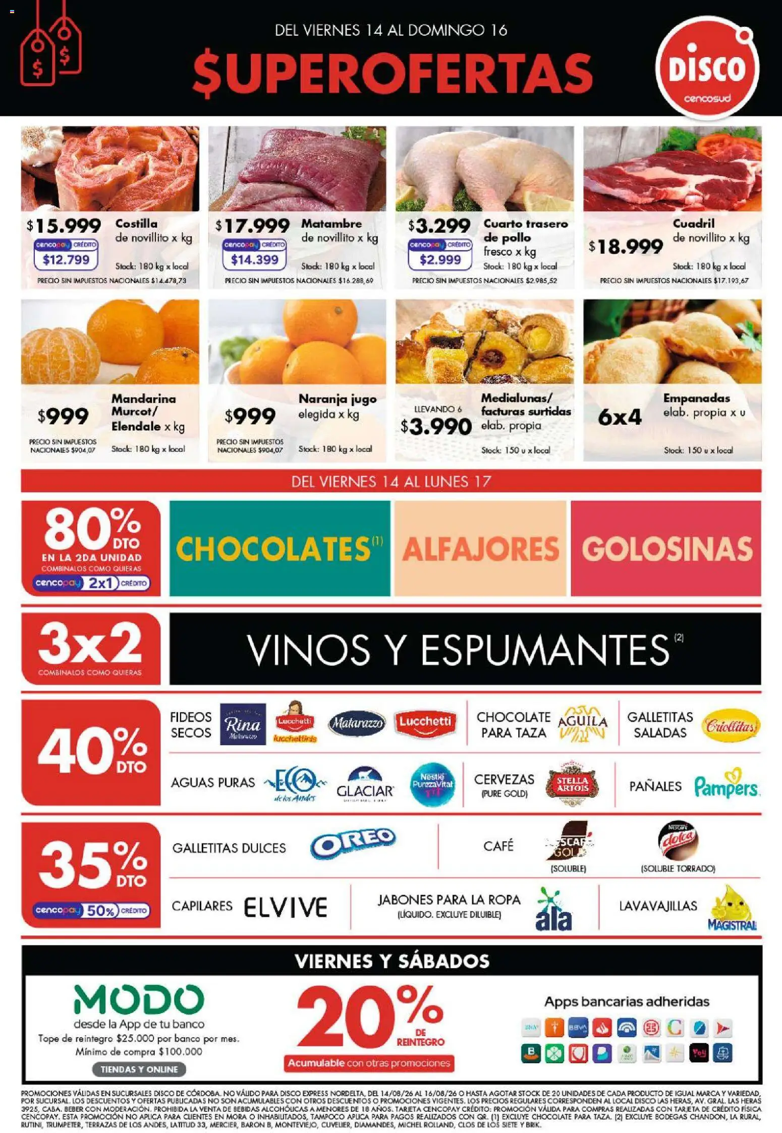 Vista previa del folleto de la tienda Disco válido desde el 13/08/2026 - Ropa, Chocolate, Bebidas, Lavavajillas, Galletitas, Fideos, Jugo, Puré