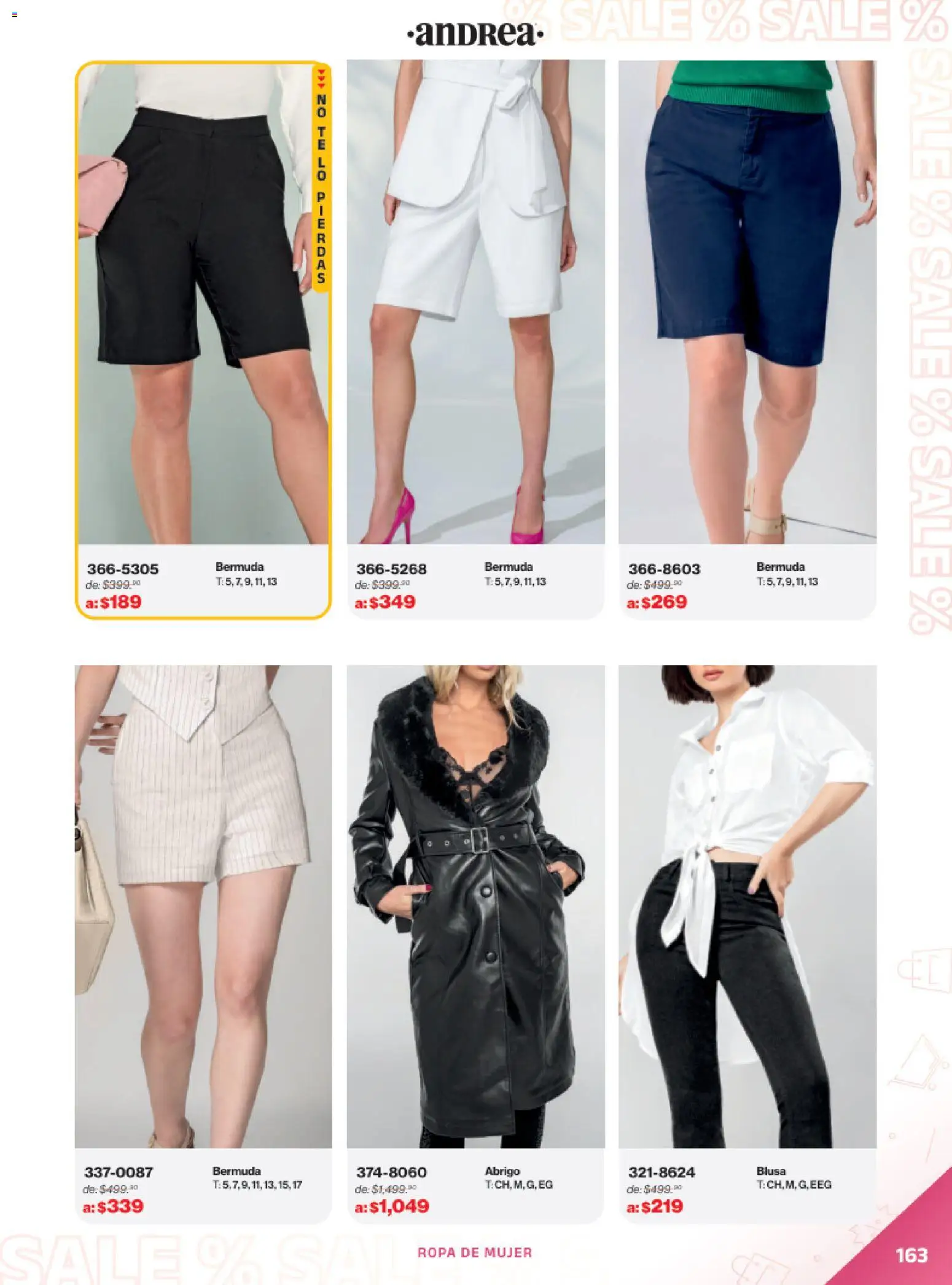 Vista previa las ofertas de la tienda Andrea - Catálogo Outlet desde el 21/12/2025 - Ropa, Blusa, Sal, Abrigo, Bermuda