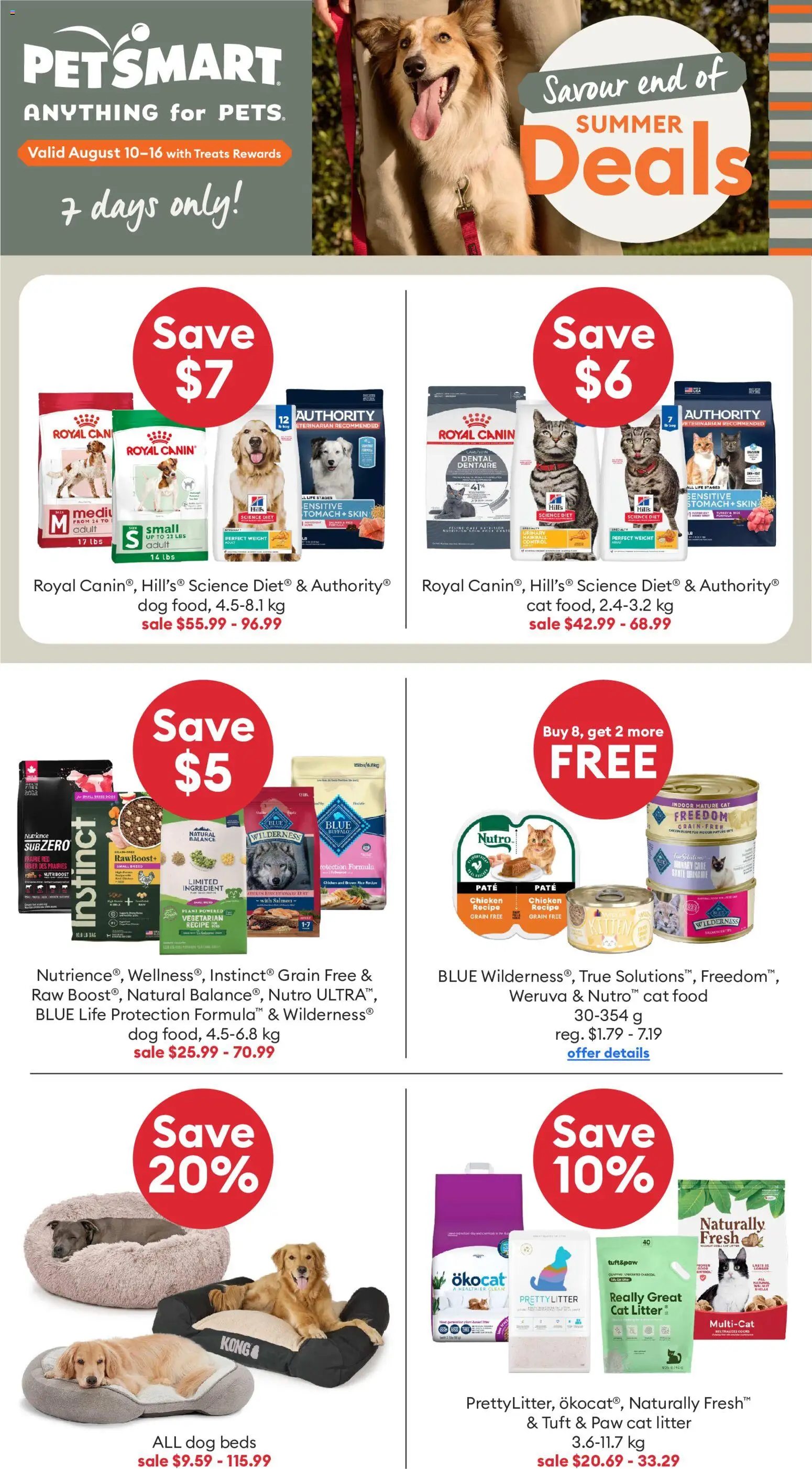 Preview of leaflet Petsmart weekly flyer / circulaire from shop Petsmart is valid from Aug 10, 2026 - Food, Chicken, Salmon, Bag, Pâté, Cat litter