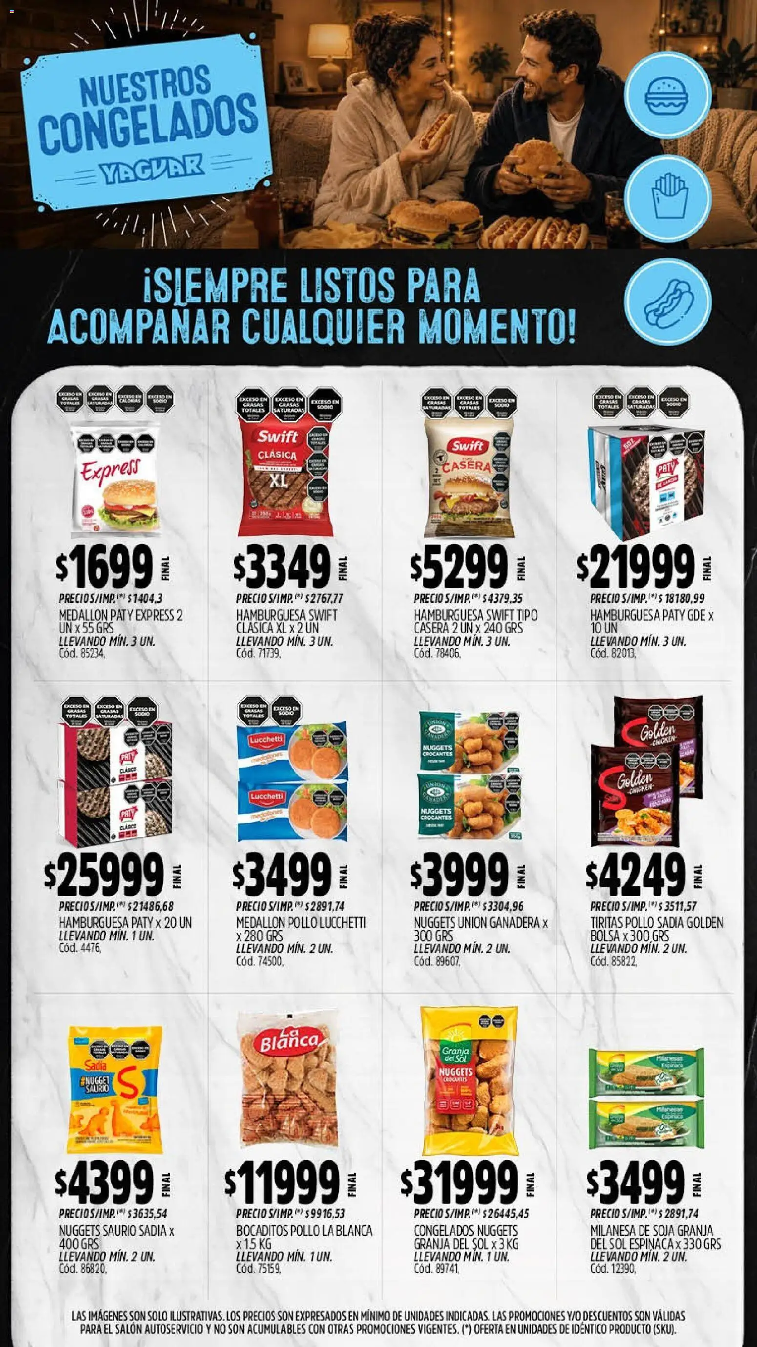 Vista previa del folleto de la tienda Yaguar válido desde el 14/09/2026 - Hamburguesa, Milanesa, Bolsa, Pollo, Espinaca