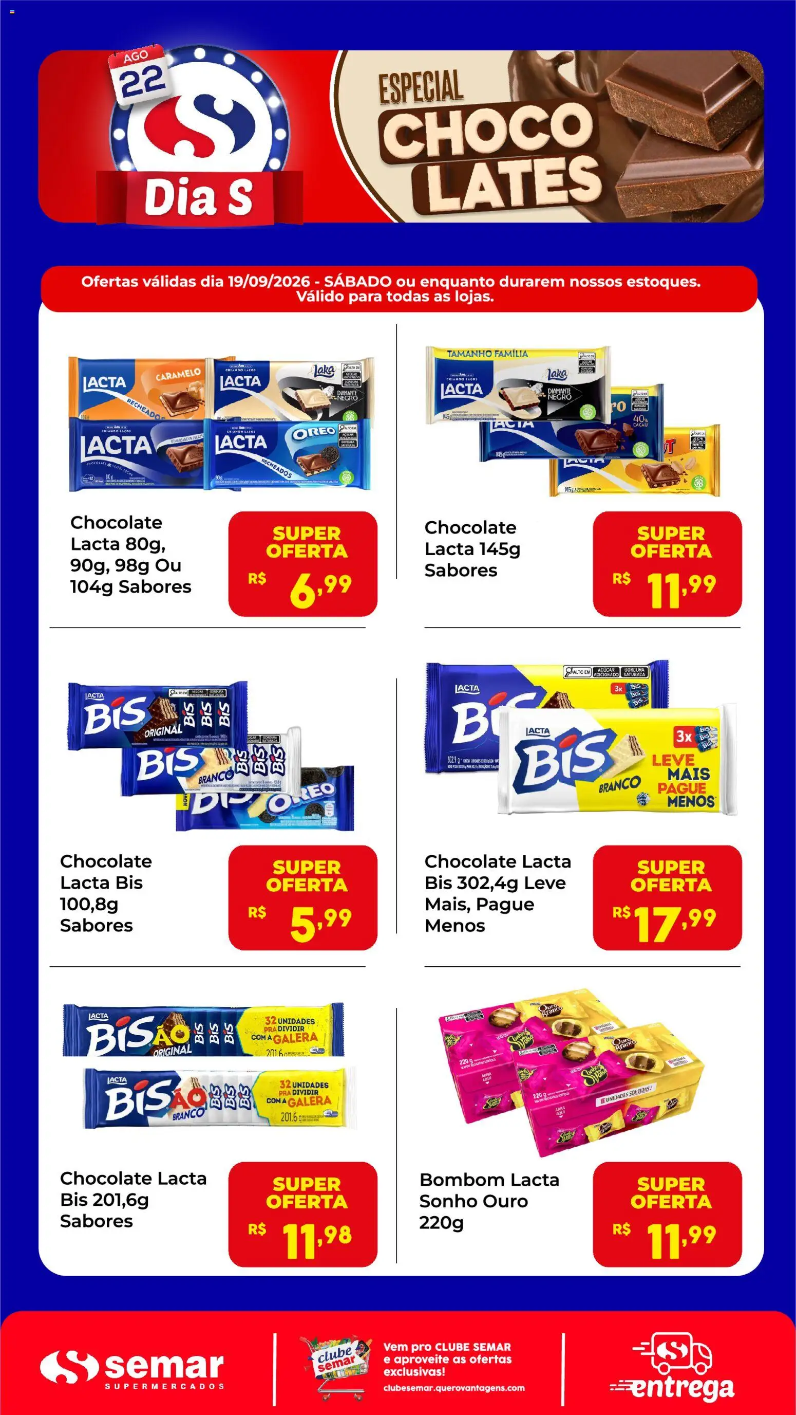Pré-Visualização do folheto "Semar Supermercado ofertas Chocolates" da loja Semar Supermercado válido a partir de 19/09/2026