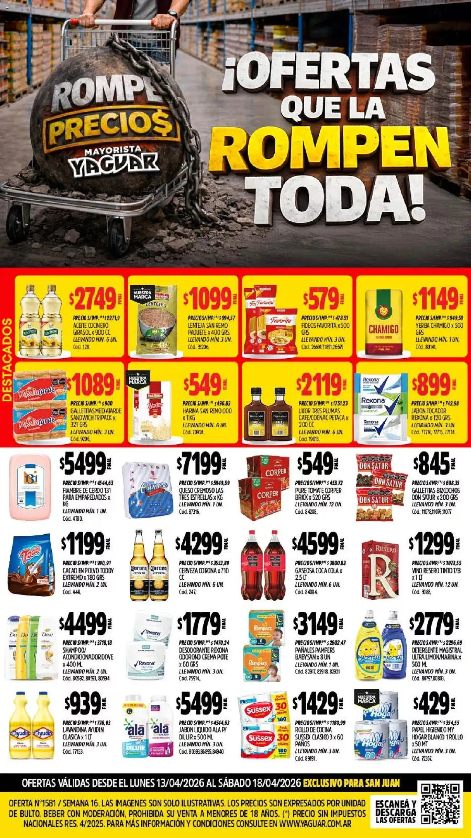 Vista previa del folleto de la tienda Yaguar válido desde el 13/04/2026 - Café, Cocina, Yerba, Tomate, Harina, Cerveza Corona, Detergente, Polvo