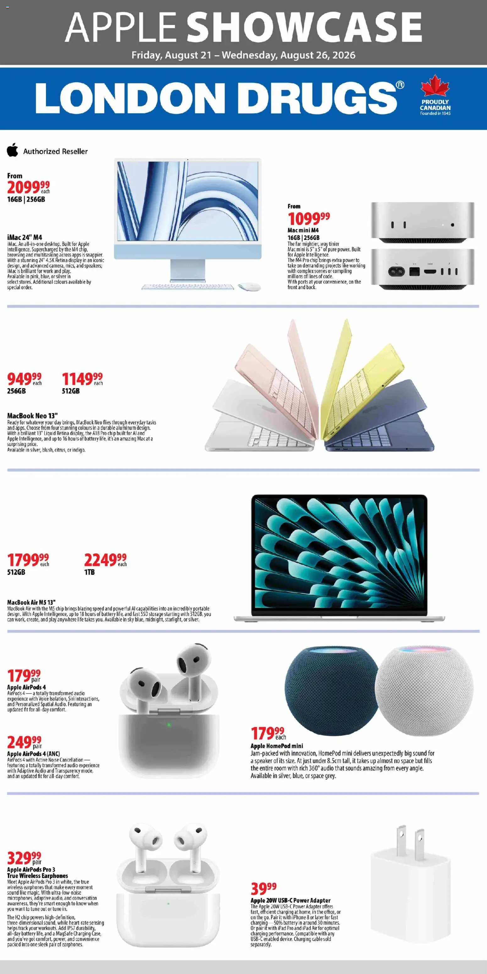 Preview of leaflet London Drugs flyer - Apple Showcase from shop London Drugs is valid from Aug 21, 2026