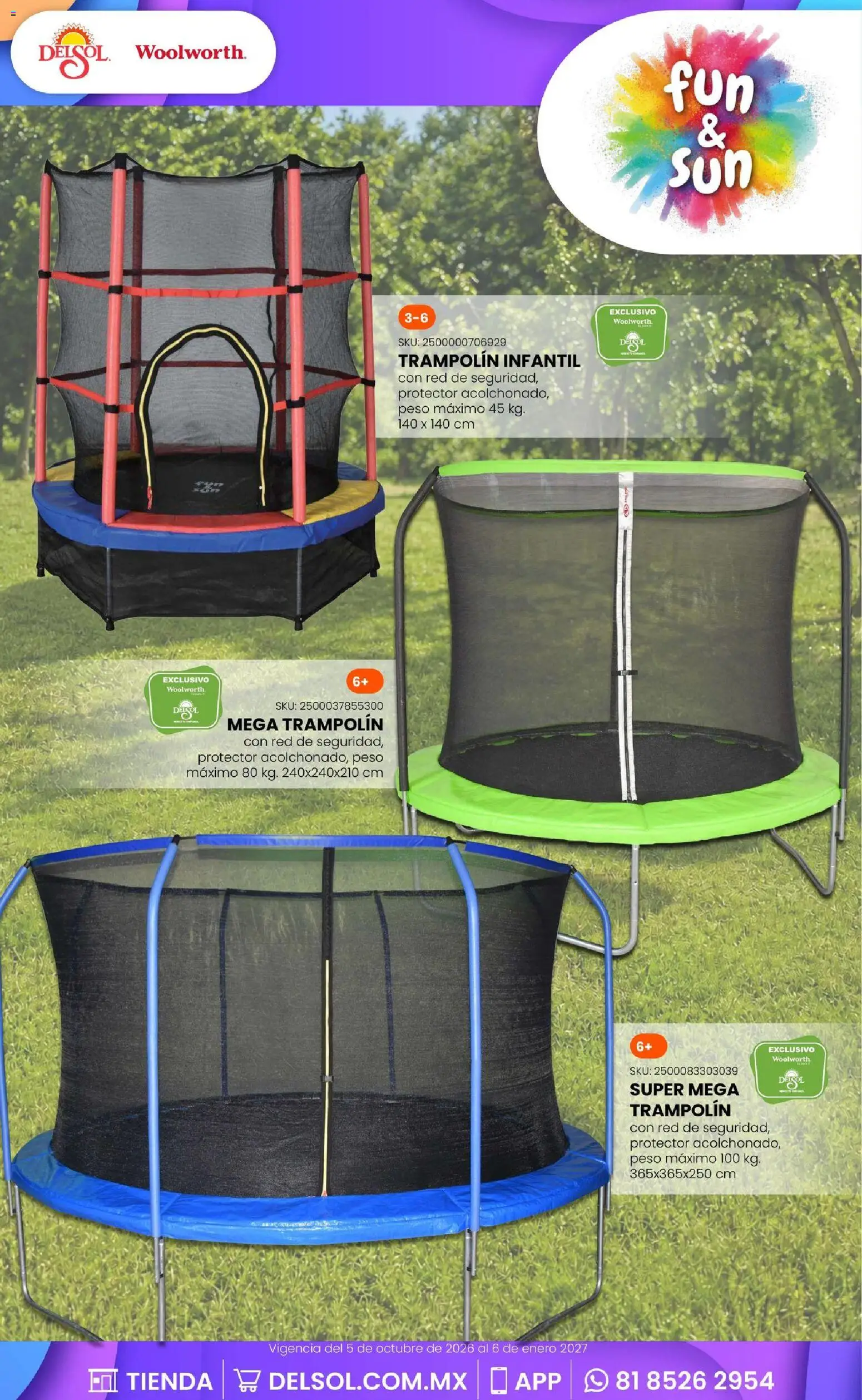 Vista previa las ofertas de la tienda Del Sol y Woolworth - Del Sol y Woolworth catálogo El Castillo del Juguete desde el 01/10/2026 - Trampolín
