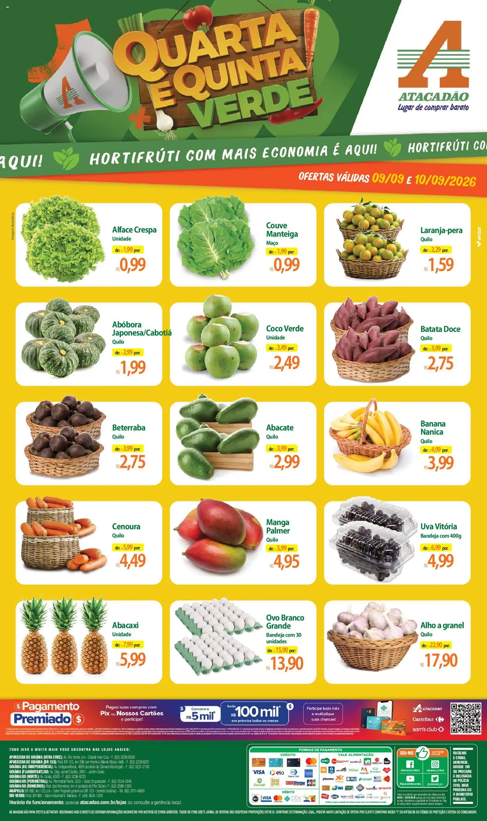 Pré-Visualização do folheto "Atacadão ofertas - GO" da loja Atacadão válido a partir de 09/09/2026 - Doce, Batata, Manteiga, Cenoura, Couve, Alface, Bandeja, Alho