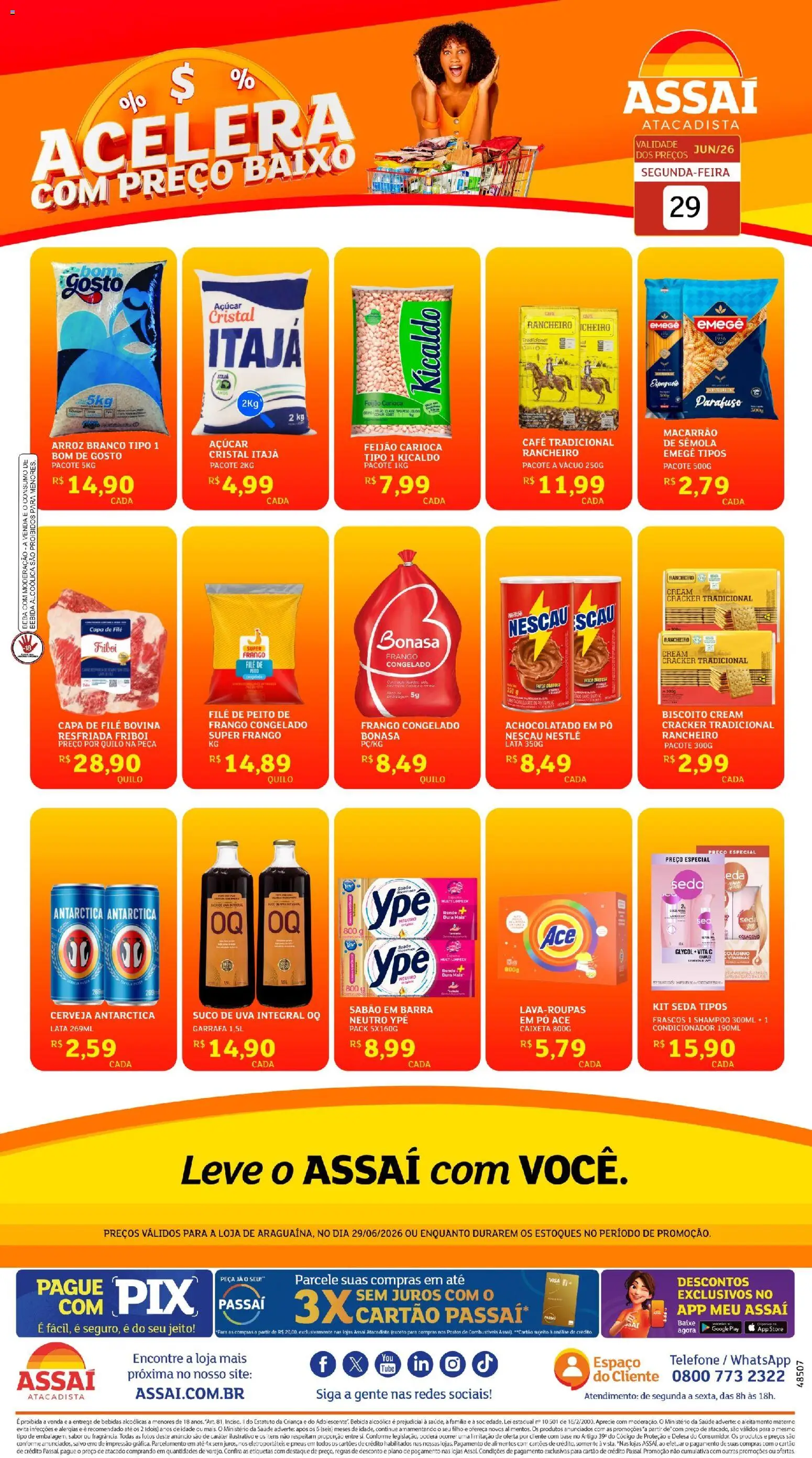 Pré-Visualização do folheto "Assaí Atacadista ofertas - TO" da loja Assaí Atacadista válido a partir de 29/06/2026 - Colágeno, Macarrão, Base, Frango, Pó, Condicionador, Cream cracker, Sabão em barra