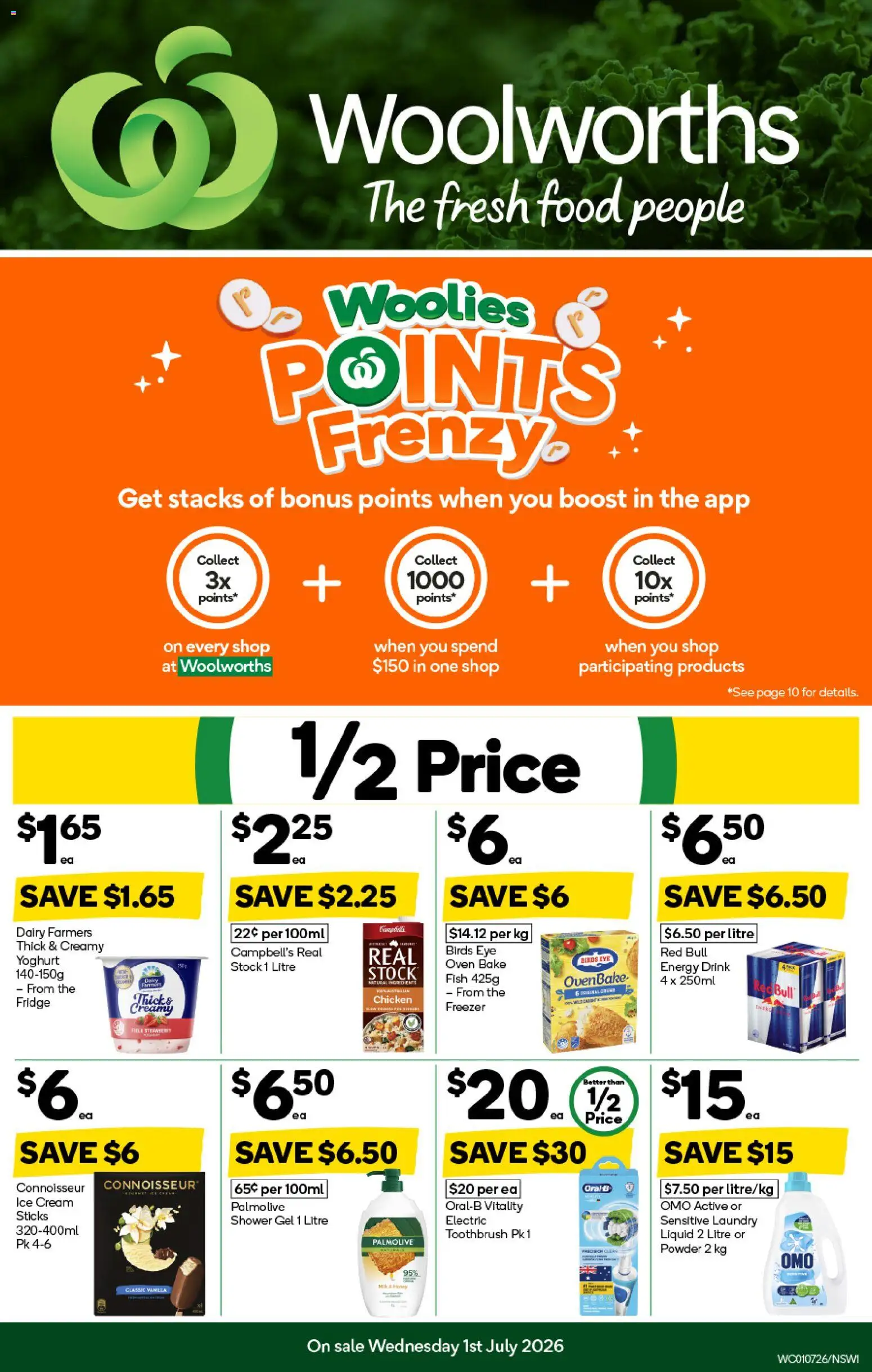Preview of catalogue Woolworths catalogue from shop Woolworths valid 01/06/2026 - Food, Shower, Fish, Cream, Ice cream, Ice, Fridge, Vanilla