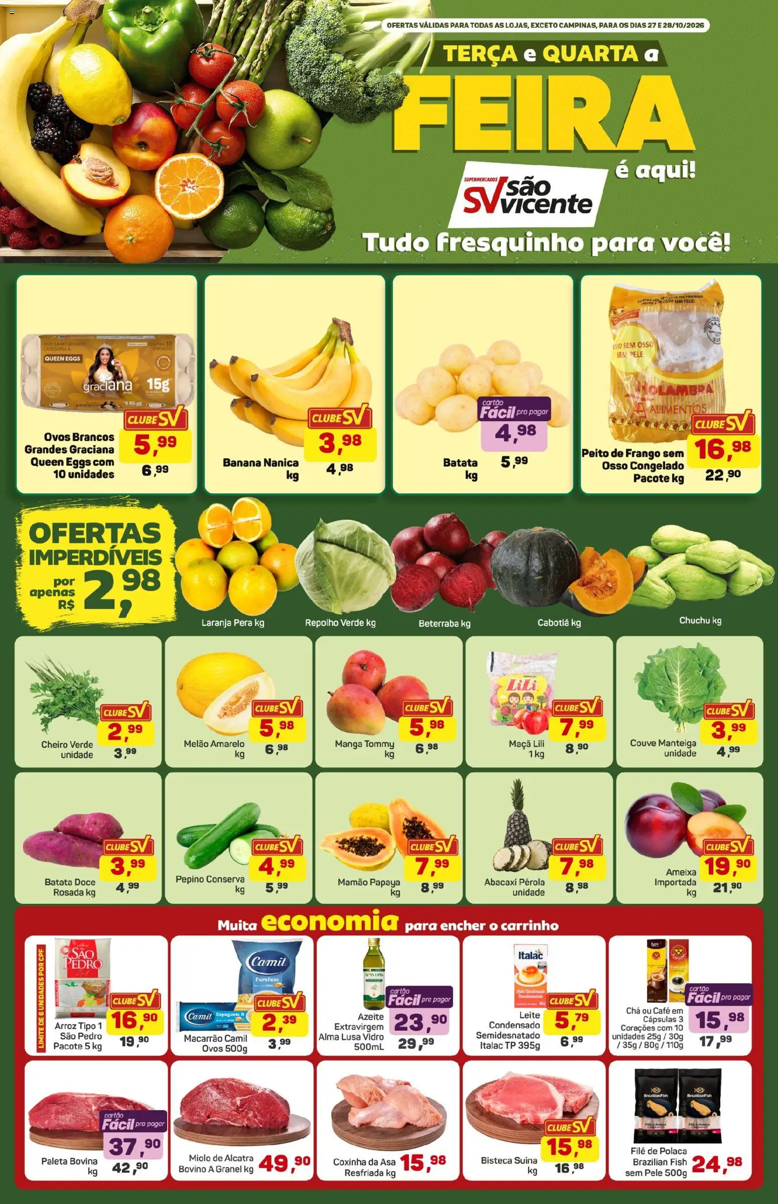 Pré-Visualização do folheto "Supermercados São Vicente - Ofertas da semana" da loja Supermercados São Vicente válido a partir de 27/10/2026