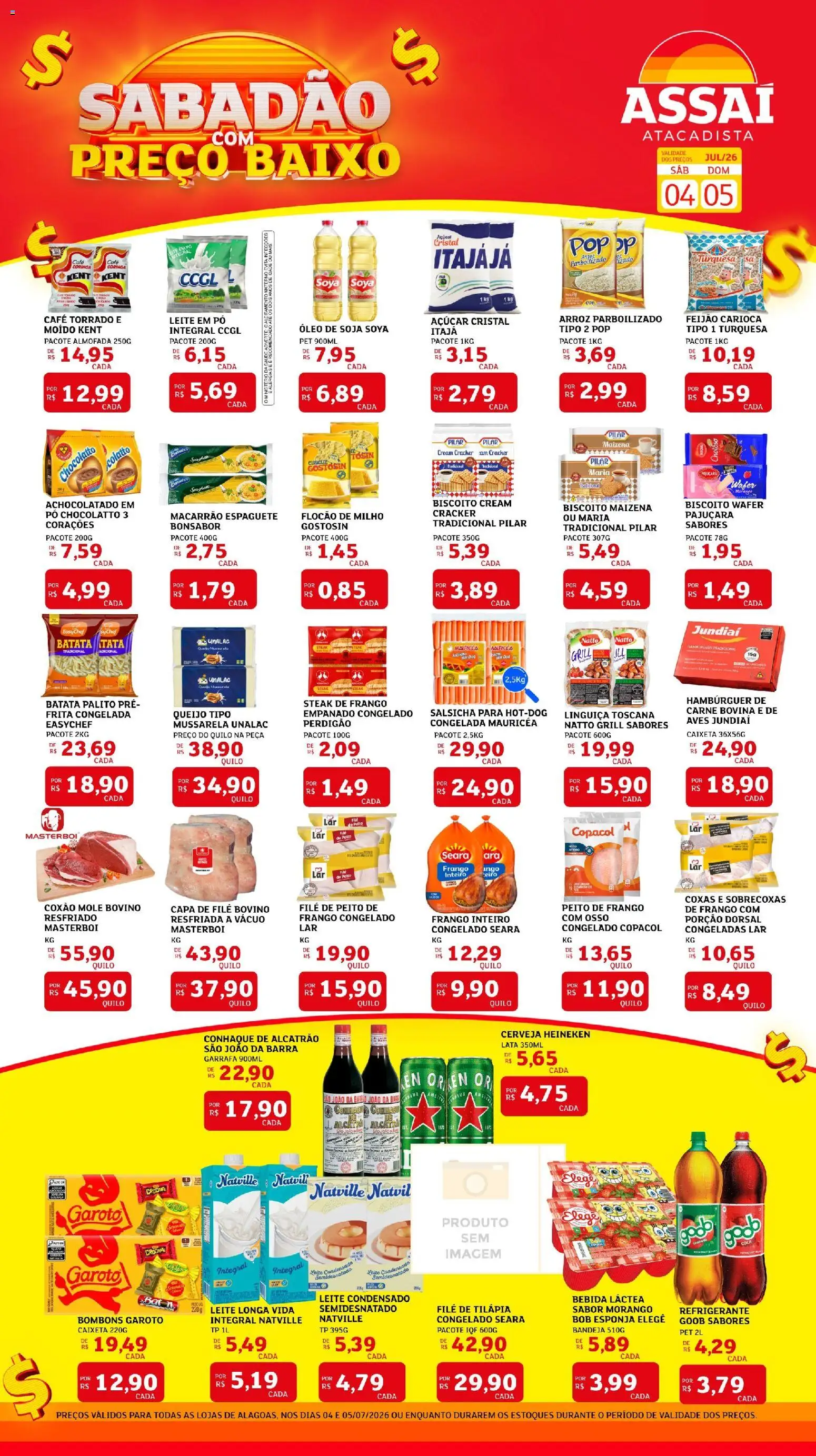 Pré-Visualização do folheto "Assaí Atacadista ofertas - AL" da loja Assaí Atacadista válido a partir de 01/08/2026 - Heineken, Leite condensado, Feijão, Queijo, Refrigerante, Arroz parboilizado, Cream cracker, Coxão mole