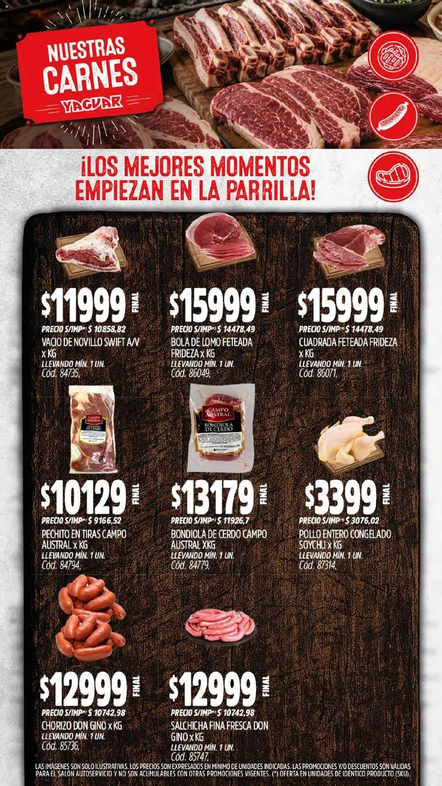 Vista previa del folleto de la tienda Yaguar válido desde el 28/09/2026 - Parrilla, Pollo, Lomo, Cerdo, Bondiola de cerdo, Chorizo, Salchicha, Pollo entero