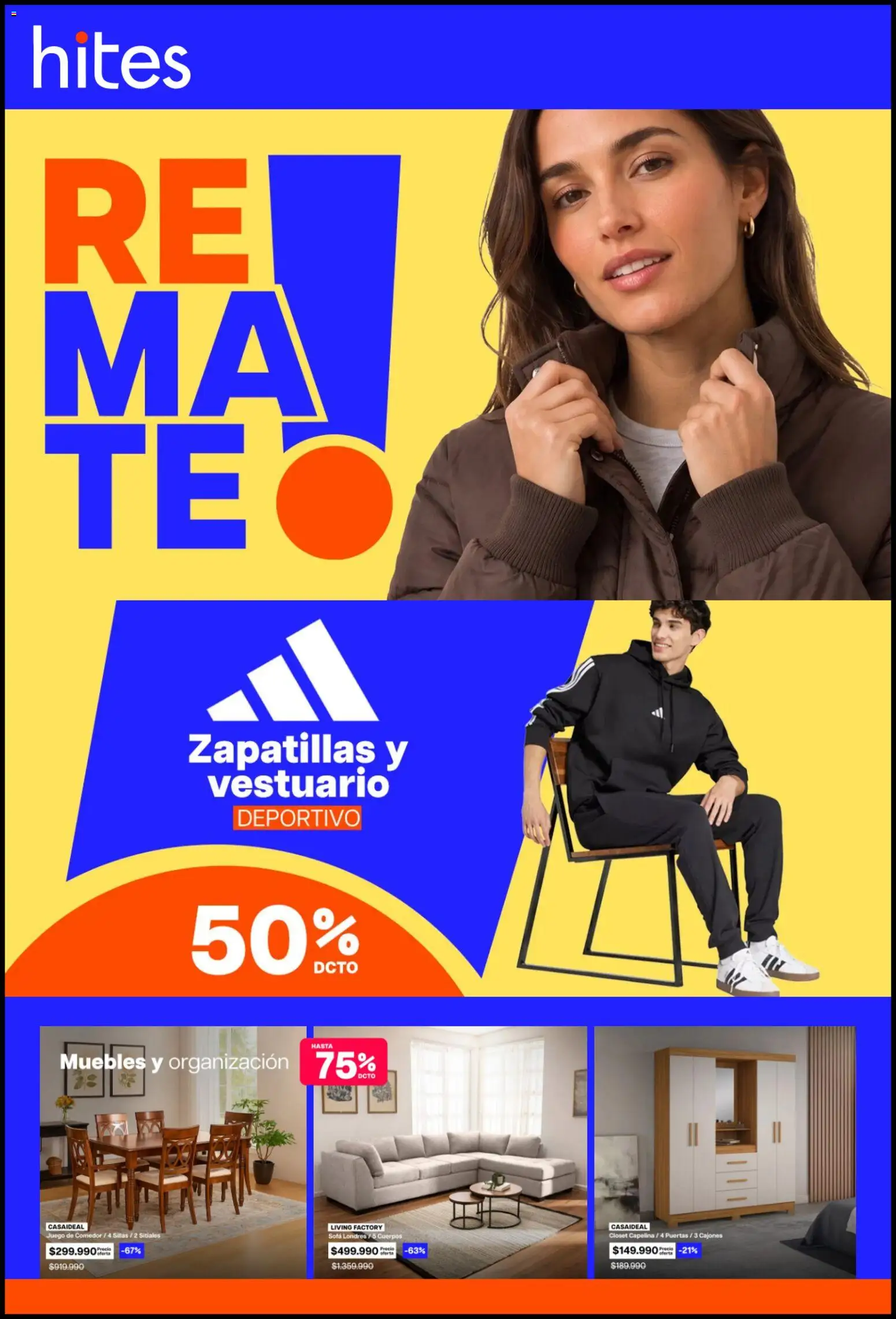 Folleto de la tienda Hites válido desde el 27.08.2026 - Zapatillas, Closet, Juego de comedor, Sofá