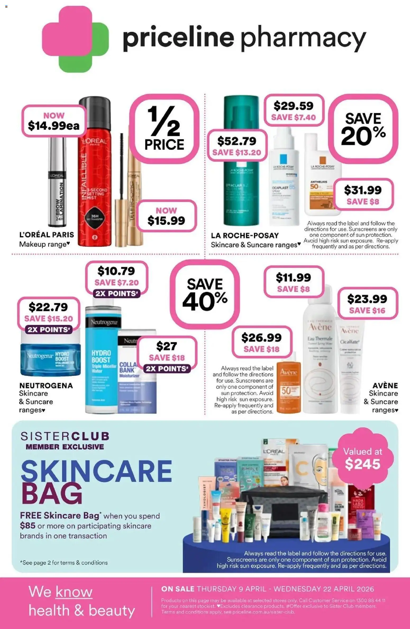Preview of catalogue Priceline Pharmacy catalogue Albany from shop Priceline Pharmacy valid 08/04/2026 - Makeup, Water