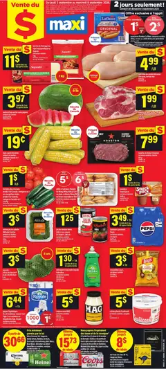 Un aperçu du dépliant Maxi weekly flyer / circulaire du magasin Maxi est valide à partir 3 sept. 2026