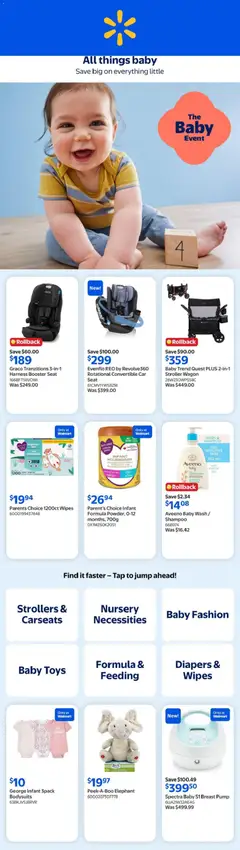 Un aperçu du dépliant Walmart flyer - All things baby du magasin Walmart est valide à partir 18 juin 2026