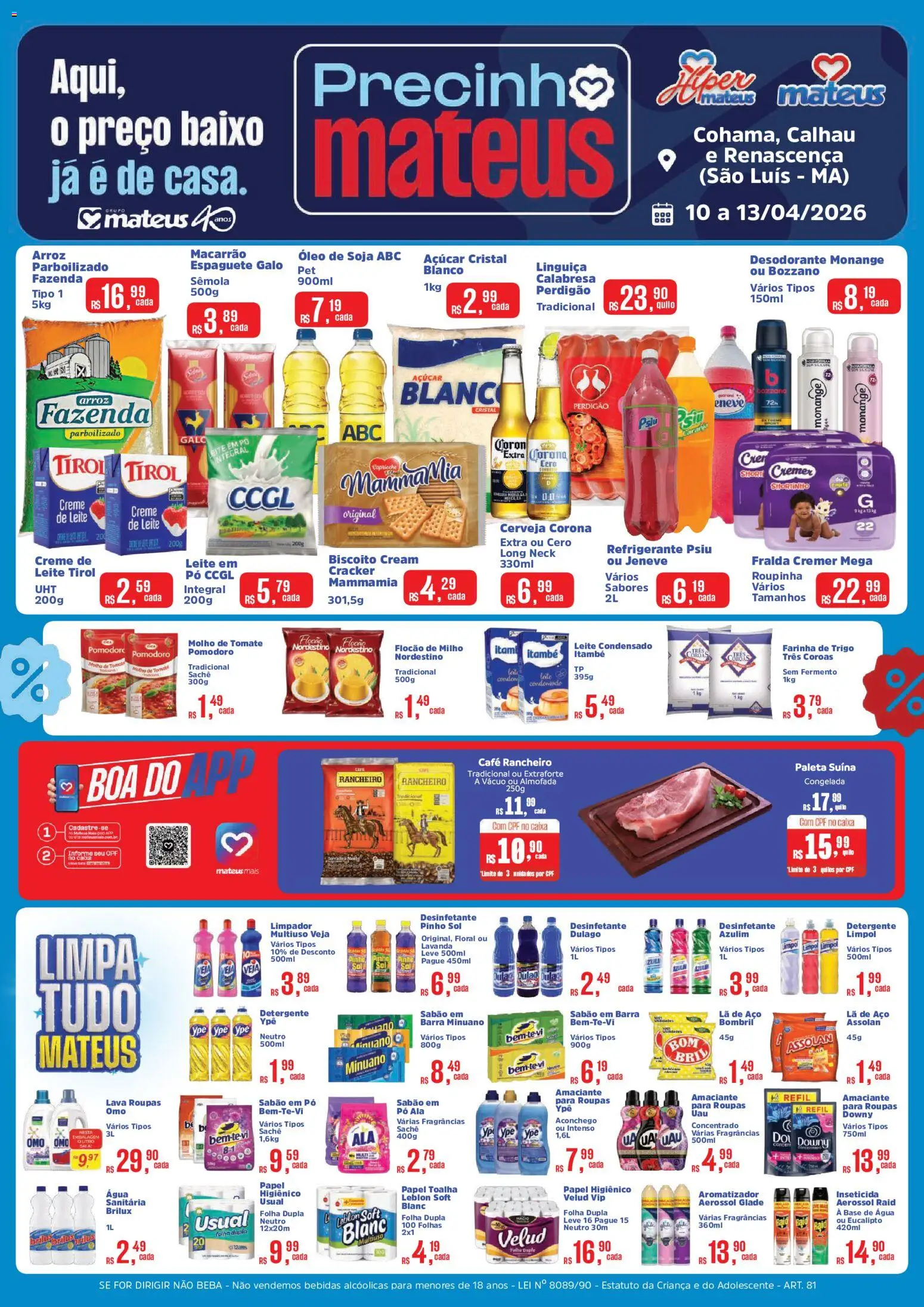 Pré-Visualização do folheto "Mateus - Ofertas da semana" da loja Mateus válido a partir de 09/04/2026 - Cerveja, Bebidas, Leite, Tomate, Creme de leite, Milho, Espaguete, Paleta suína