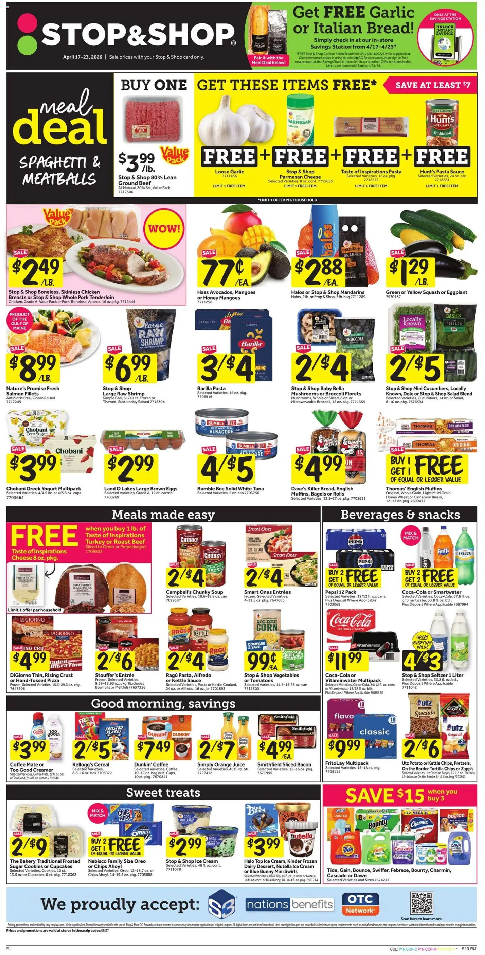 Ad Preview of Stop & Shop Stop & Shop Weekly Circular - CT from 04/17/2026 - Cookies, Turkey, Honey, Vegetables, Vanilla, Parmesan, Fanta, Barilla pasta