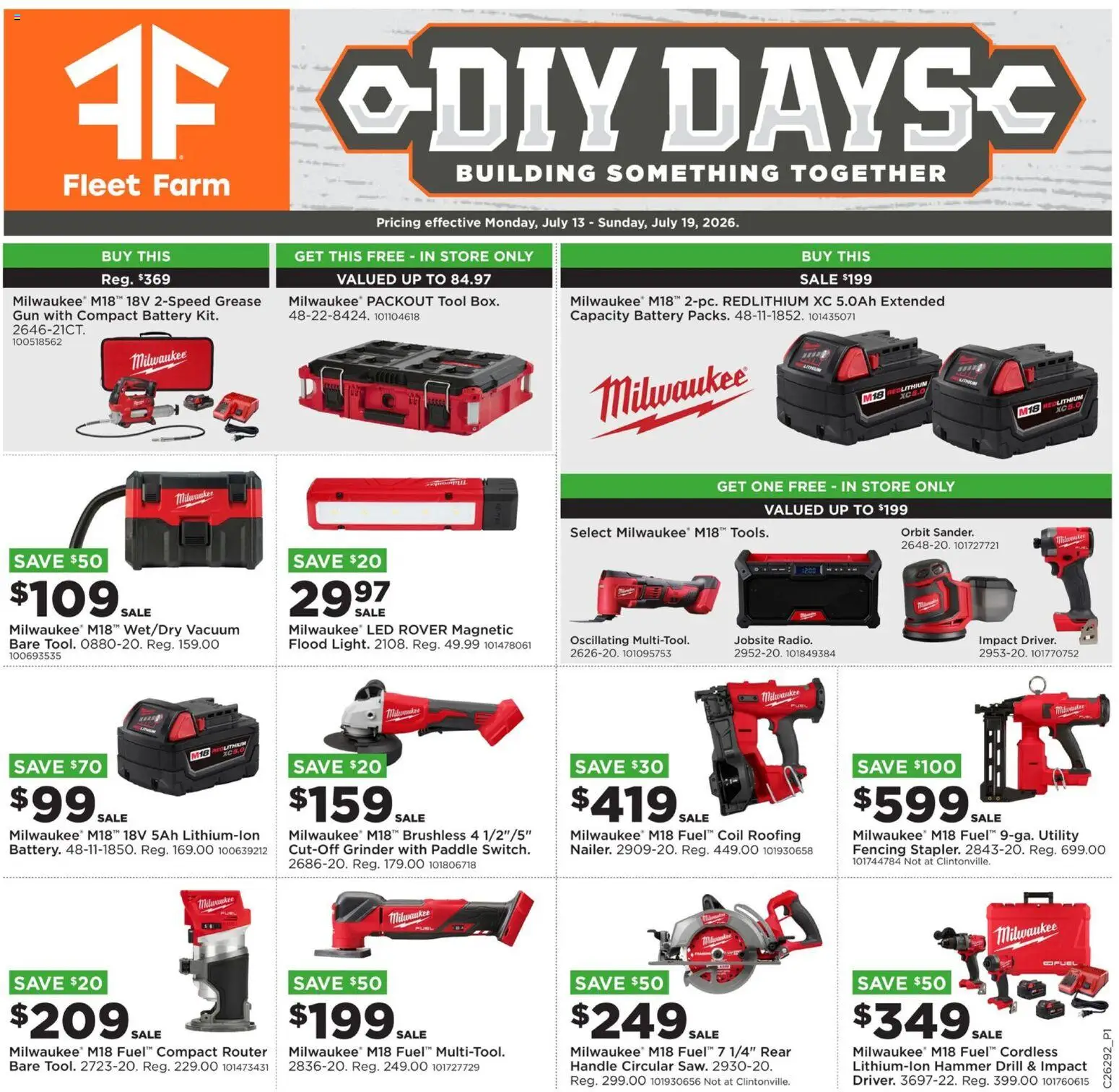 Ad Preview of Mills Fleet Farm Mills Fleet Farm DIY Days from 07/13/2026