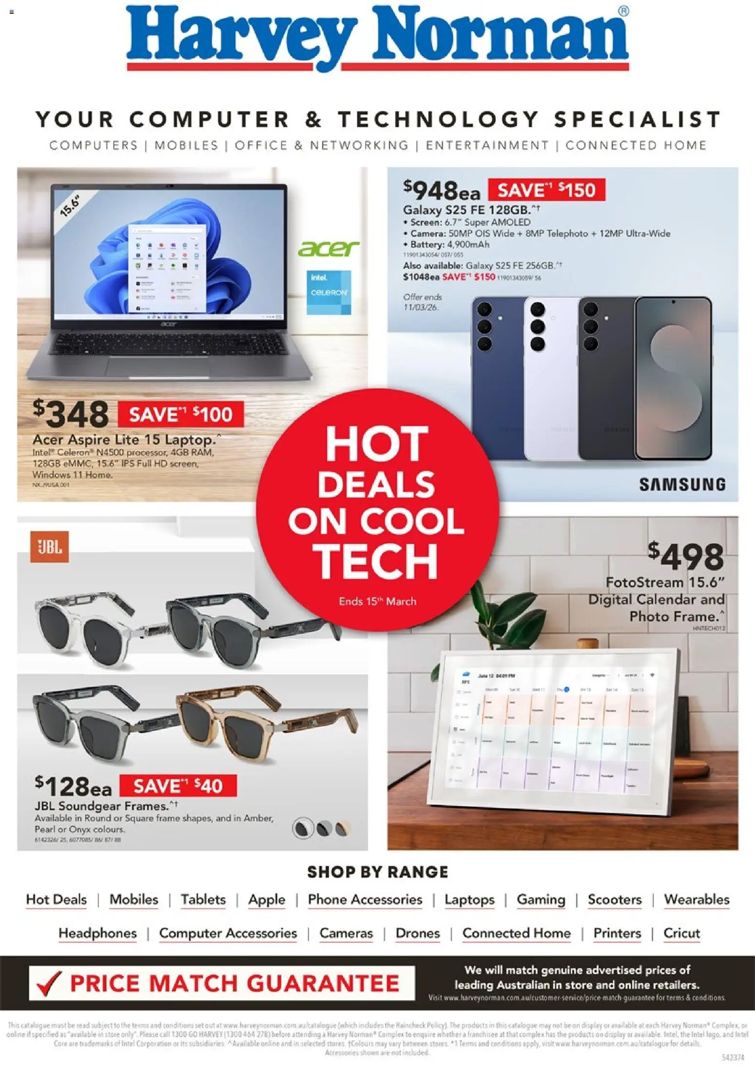 Preview of catalogue Harvey Norman Hot Deals from shop Harvey Norman valid 06/03/2026 - Battery, Digital, Phone, Computer, Camera, Headphones, Screen, Tablets