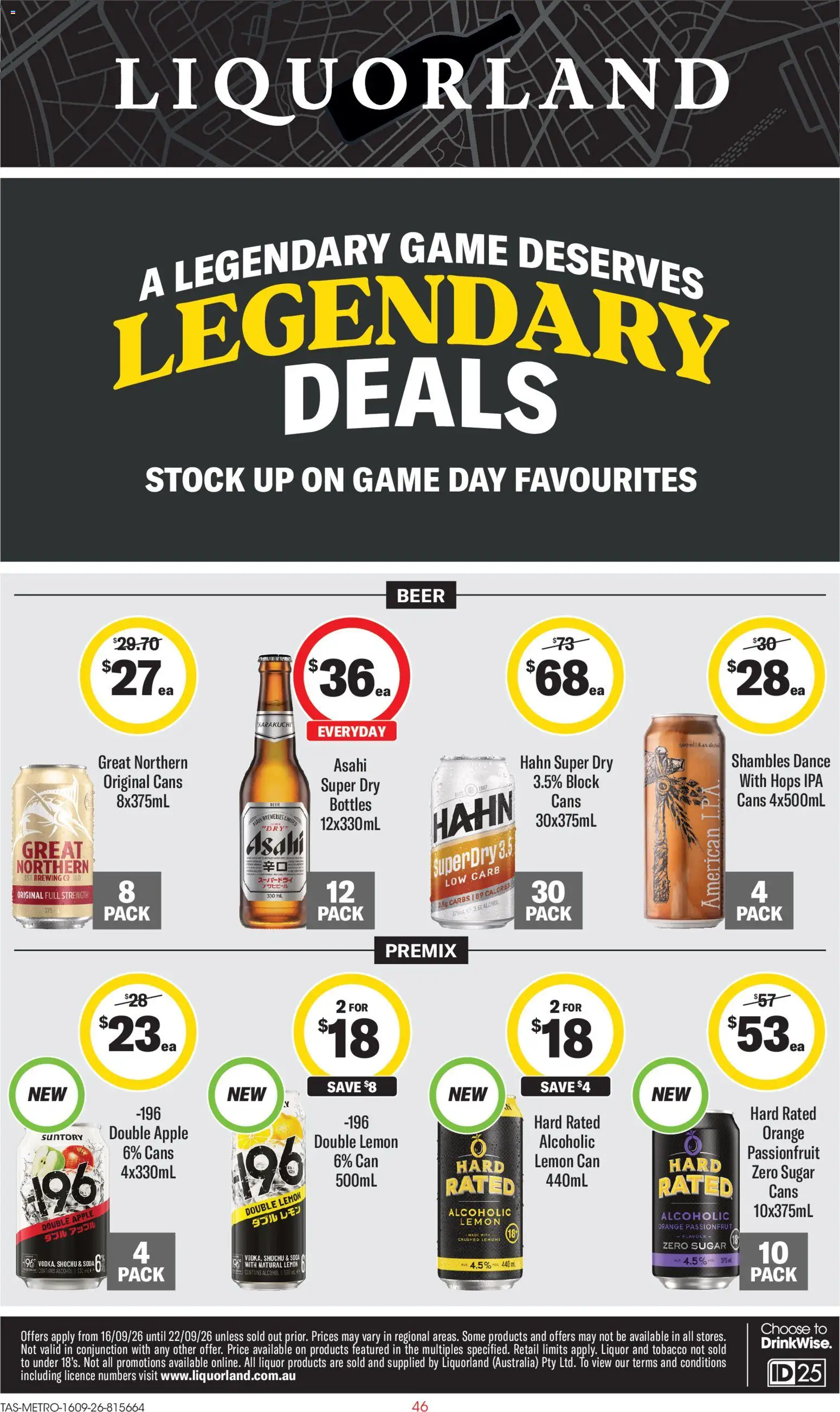 Preview of catalogue Liquorland catalogue TAS from shop Liquorland valid 16/09/2026 - Alcohol, Beer, Passionfruit, Sugar, Dance, Lemon, Game, Lemons