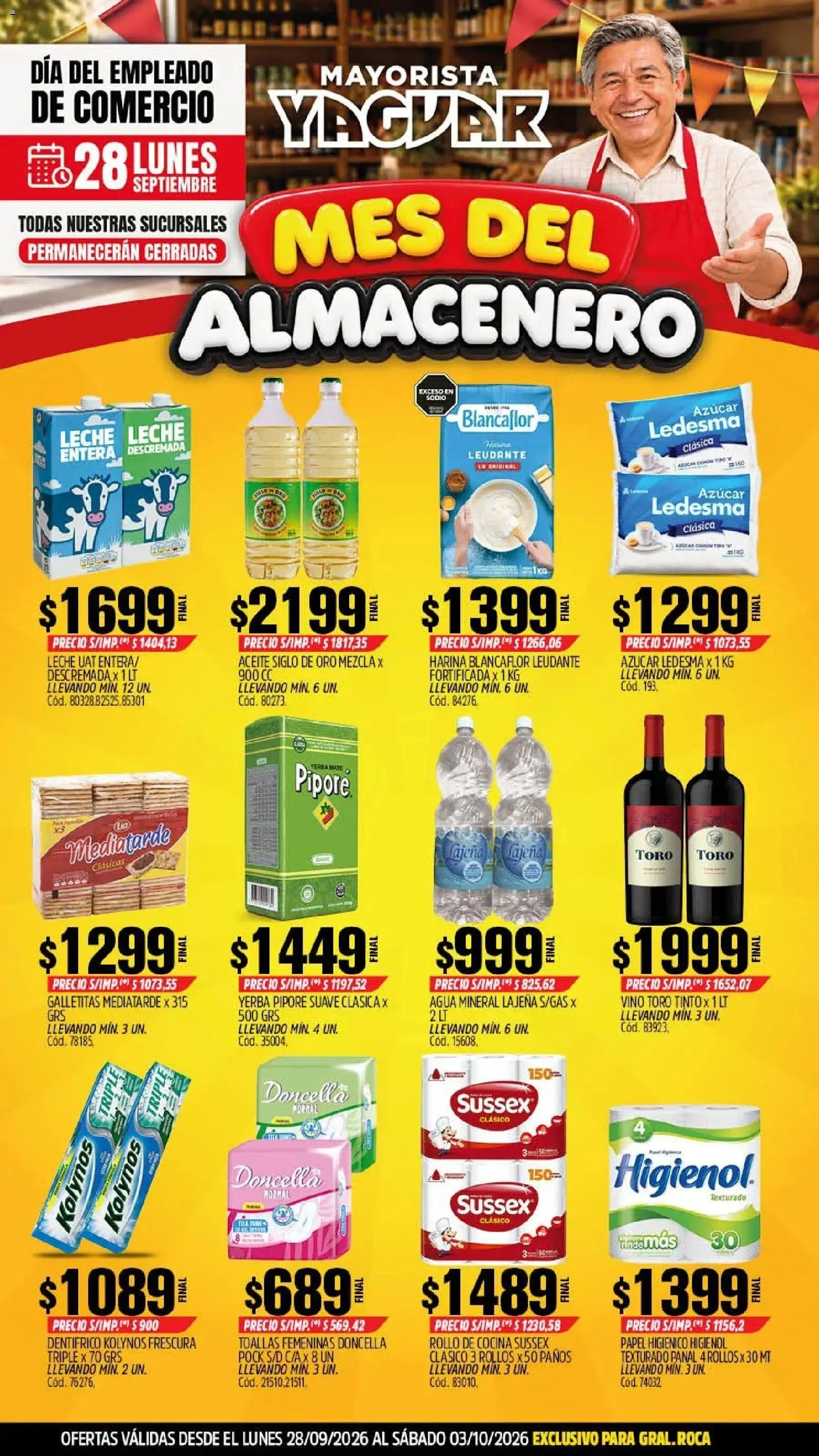 Vista previa del folleto de la tienda Yaguar válido desde el 28/09/2026 - Mate, Cocina, Agua, Vino, Yerba, Azucar, Papel higiénico, Toallas