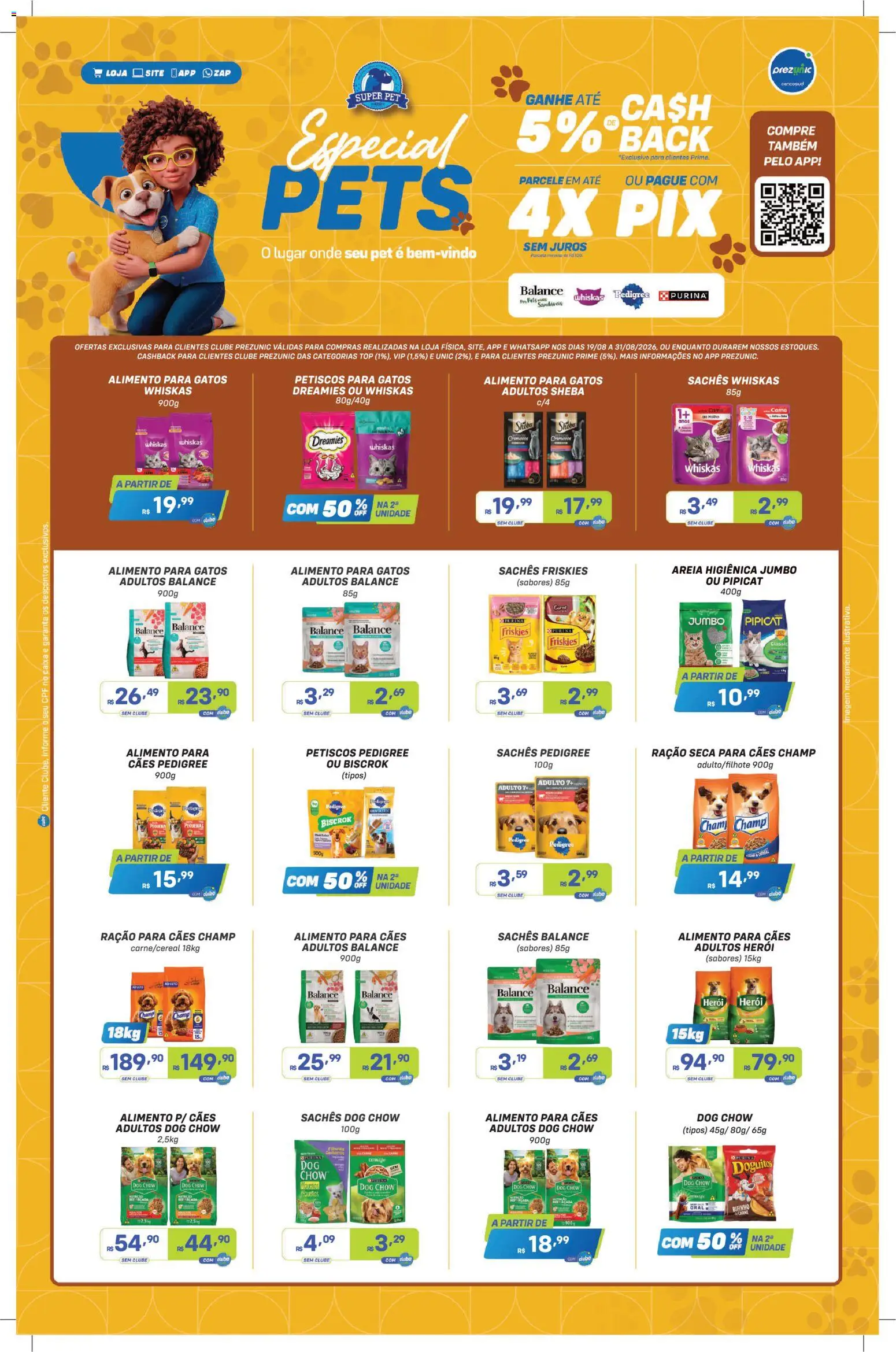 Pré-Visualização do folheto "Prezunic ofertas Pets" da loja Prezunic válido a partir de 19/08/2026
