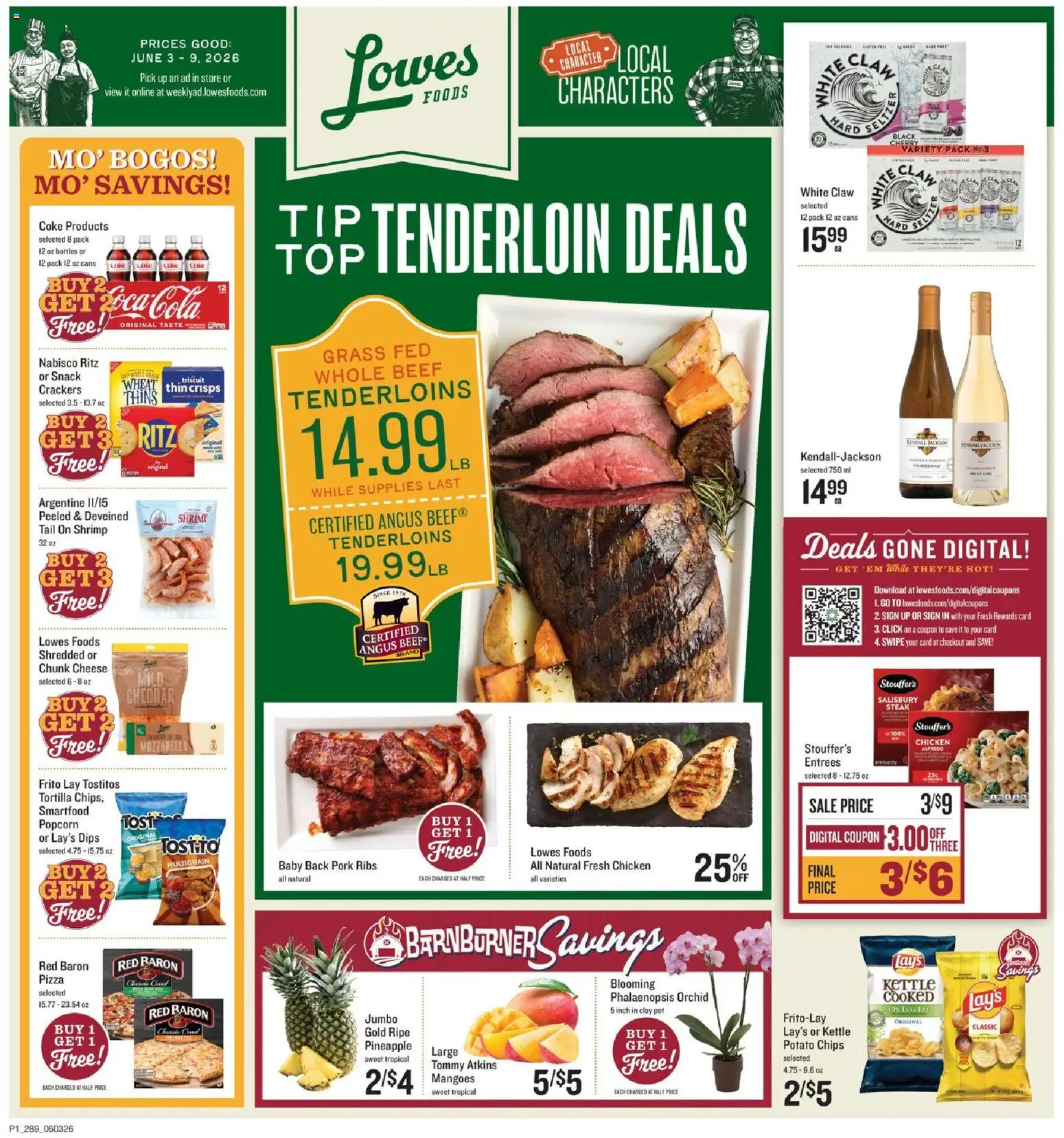 Ad Preview of Lowes Foods Lowes Foods Weekly Ad - GA from 06/03/2026 - Pizza, Steak, Cheese, Shrimp, Pork, Potato chips, Pork ribs, Chicken