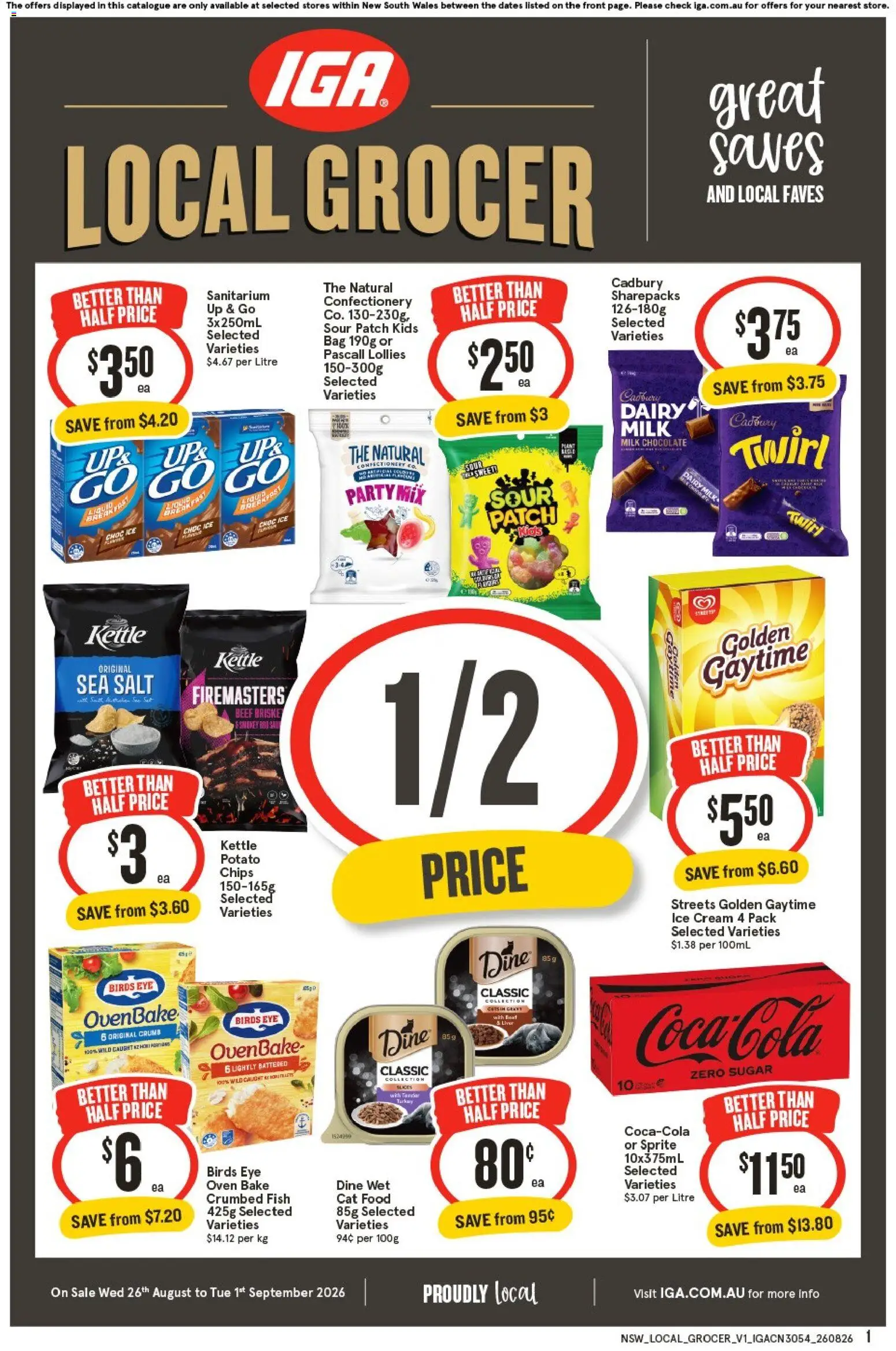 Preview of catalogue IGA Local Grocer Enmore from shop IGA valid 26/08/2026 - Confectionery, Liver, Milk, Dairy, Ice cream, Salt, Sprite, Bag