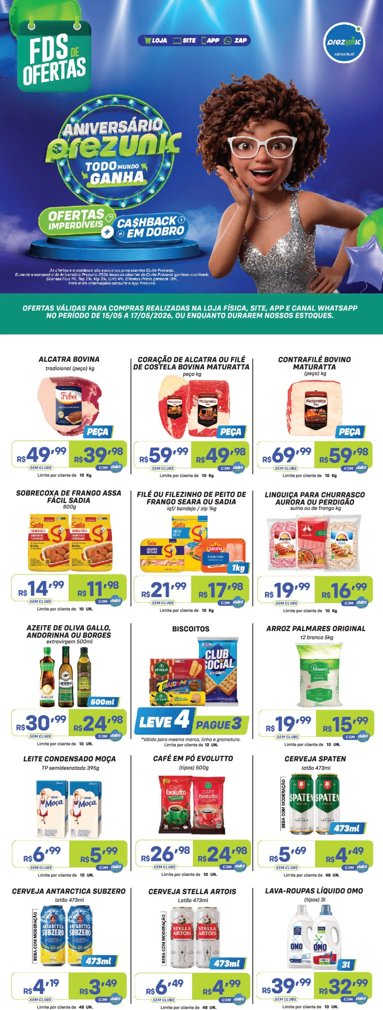 Pré-Visualização do folheto "Fds De | De 15 A 17/05" da loja Prezunic válido a partir de 14/05/2026