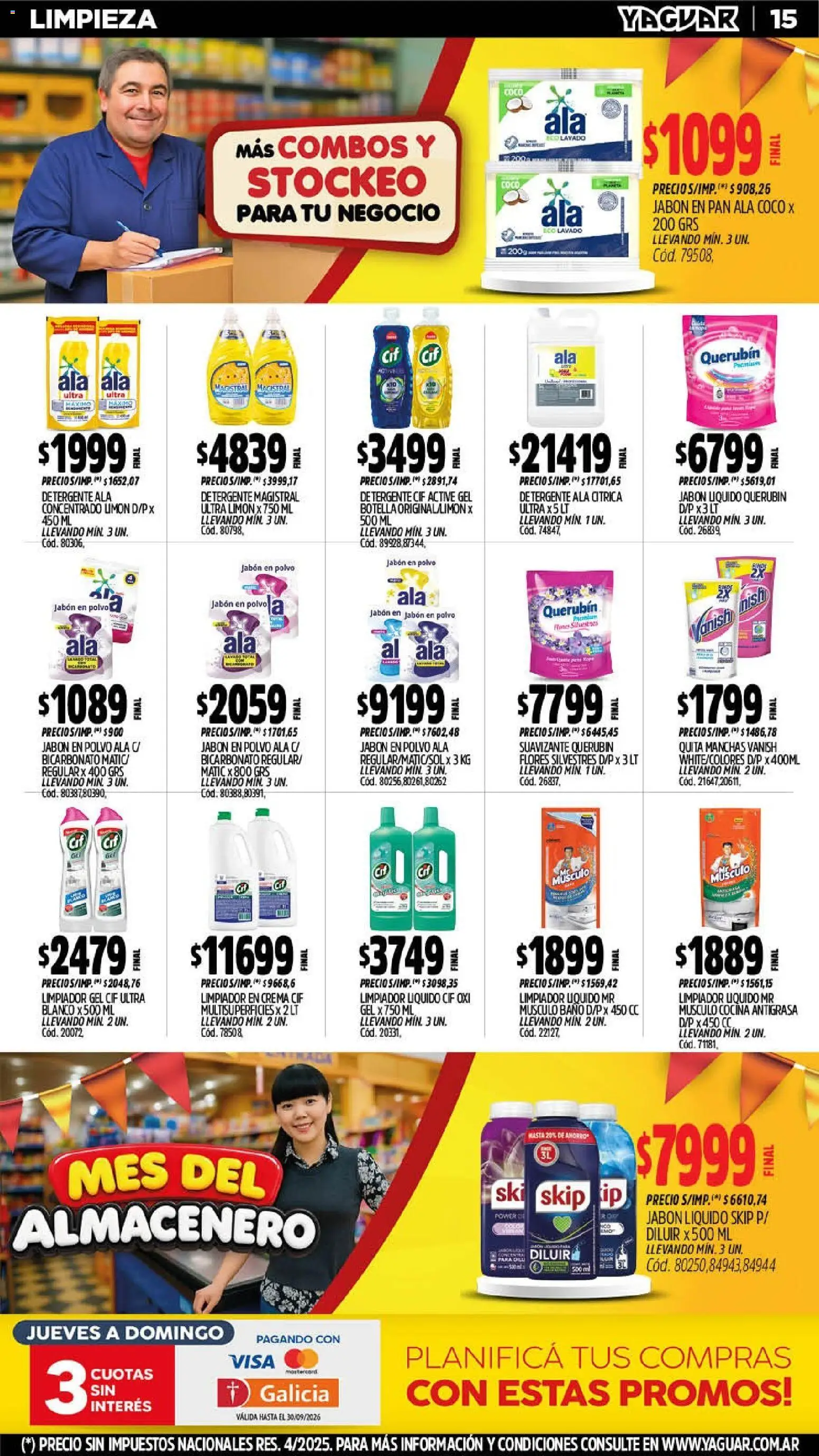Vista previa del folleto de la tienda Yaguar válido desde el 14/09/2026 - Coco, Baño, Pan, Botella, Jabón líquido, Suavizante, Polvo, Antigrasa