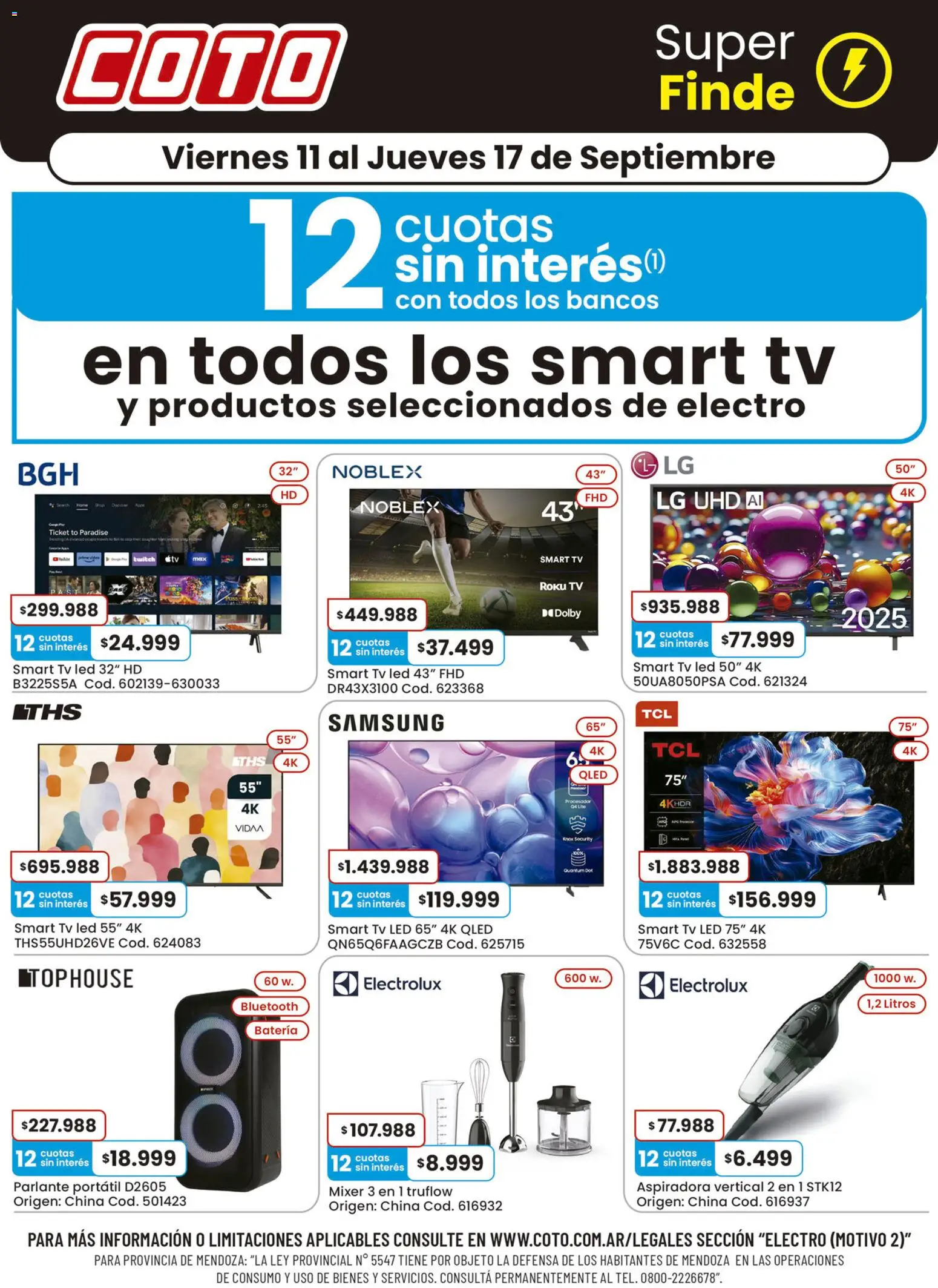 Vista previa del folleto de la tienda Coto válido desde el 11/09/2026 - Batería, Aspiradora, Parlante, Top, Aspiradora vertical