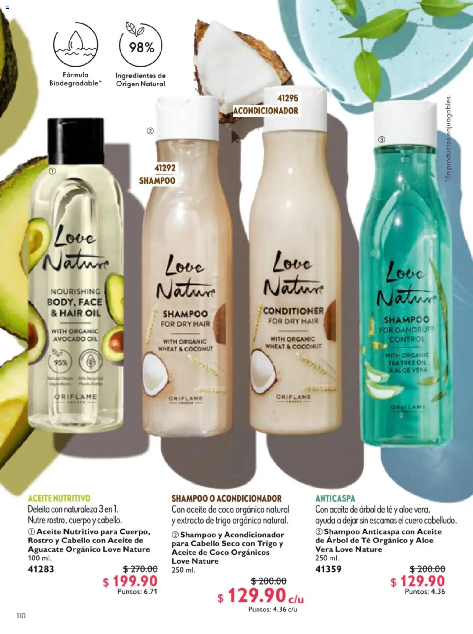 Vista previa las ofertas de la tienda Oriflame - Oriflame campaña 9 2026 desde el 20/06/2026 - Coco, Shampoo, Aceite de coco, Aguacate, Aceite, Aloe Vera, Ingredientes, Shampoo anticaspa