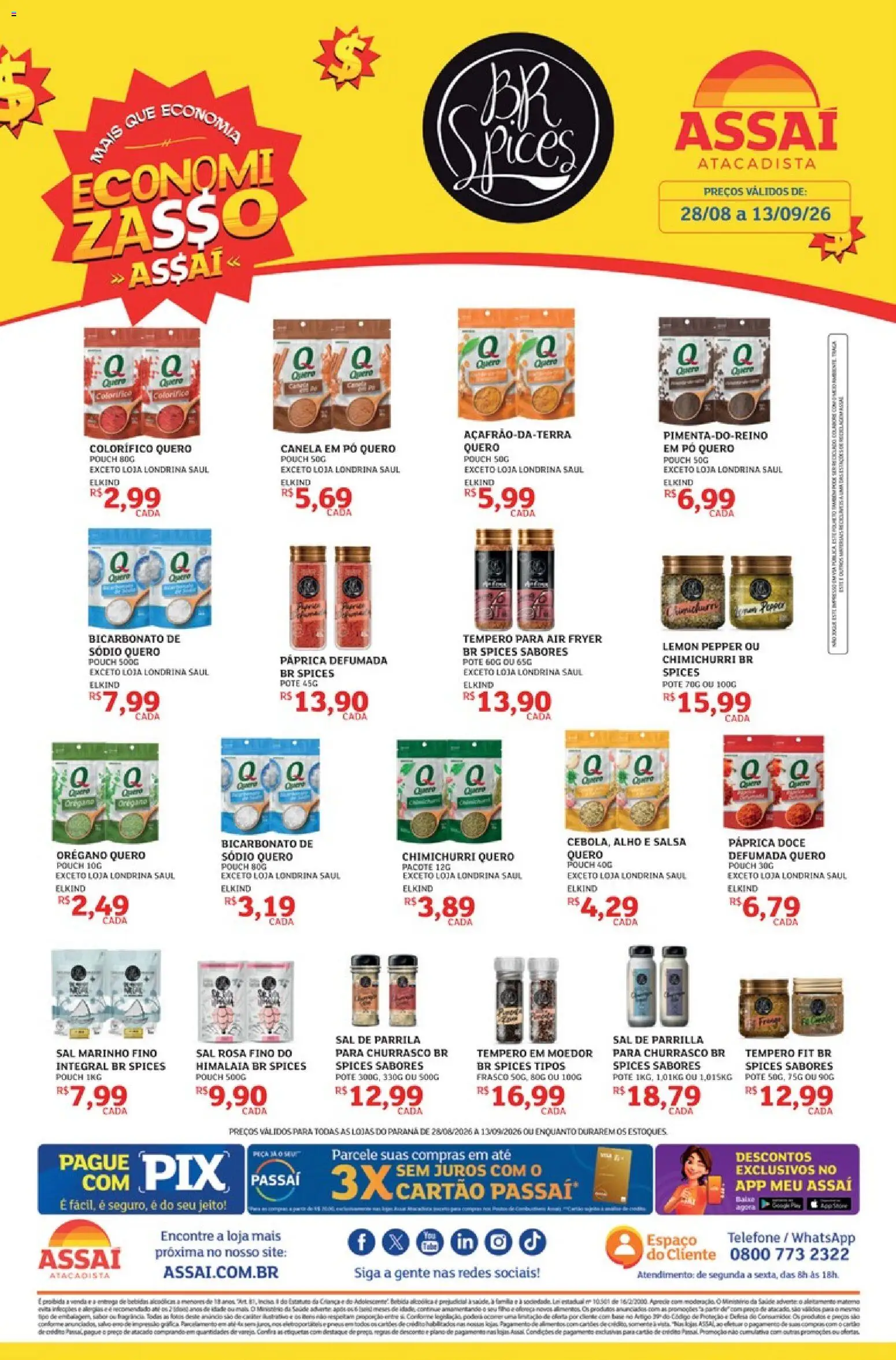 Pré-Visualização do folheto "Assaí Atacadista ofertas - PR" da loja Assaí Atacadista válido a partir de 29/08/2026 - Air fryer, Sal, Pneus, Canela, Salsa, Alho, Orégano, Moedor