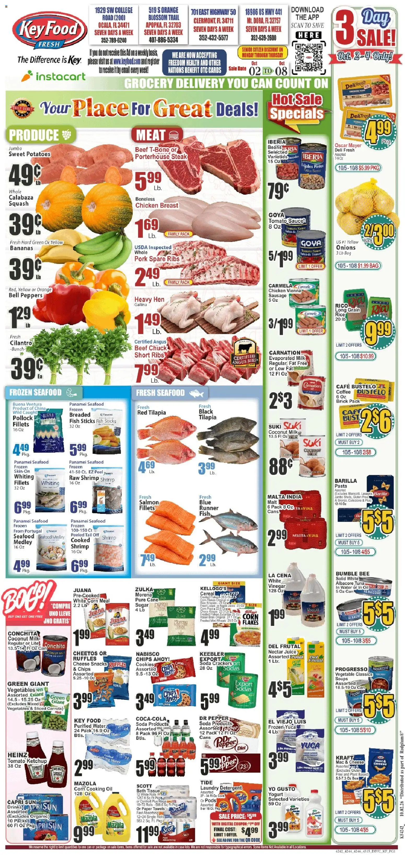 Ad Preview of Key Food Key Food Weekly Ad from 10/02/2026 - Juice, Tomato, Cereal, Rice, Pepper, Ham, Vinegar, Sauce