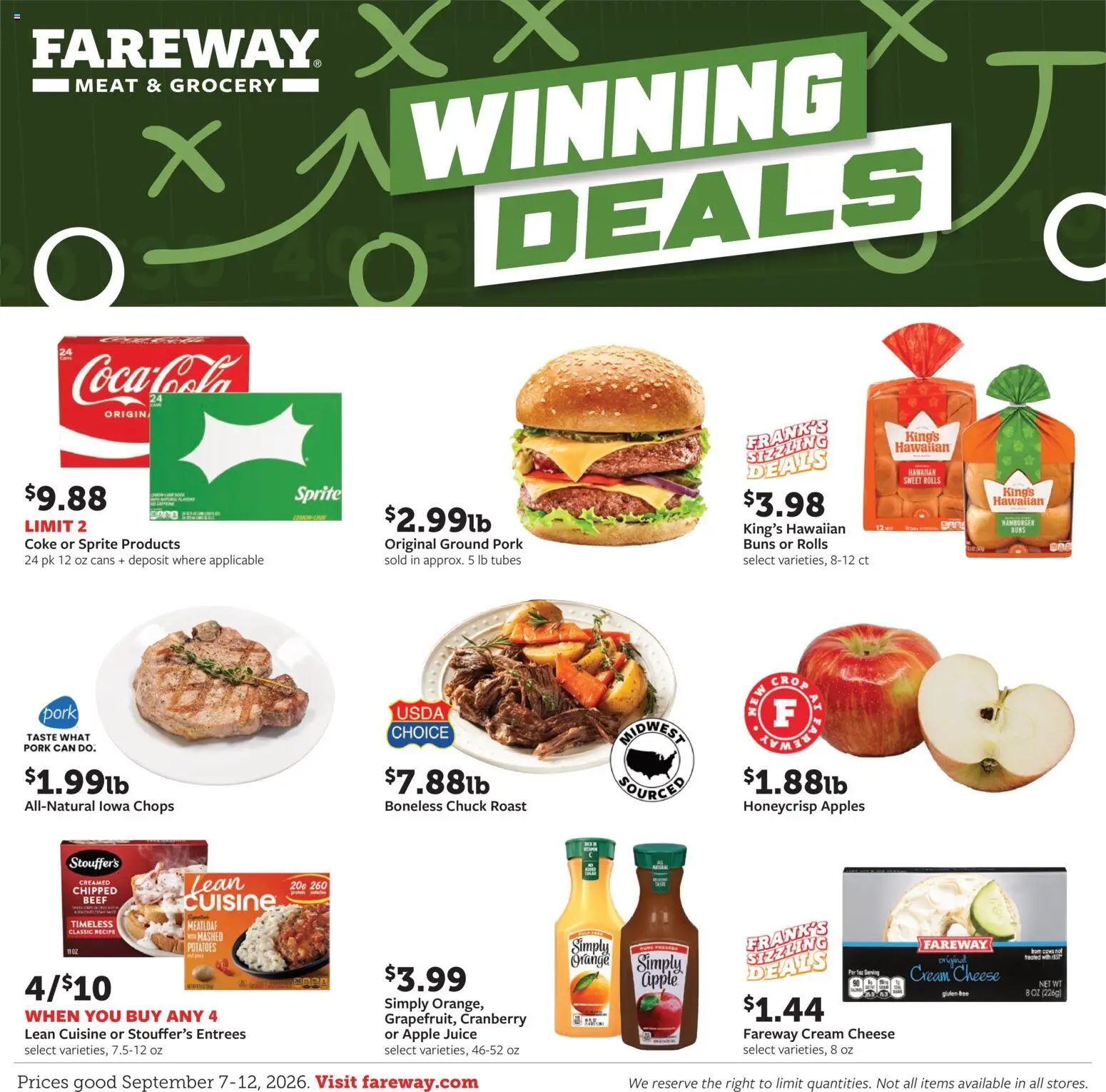 Ad Preview of Fareway Fareway Weekly Ad from 09/07/2026 - Apples, Cheese, Potatoes, Juice, Meat, Beef, Pork, Apple juice