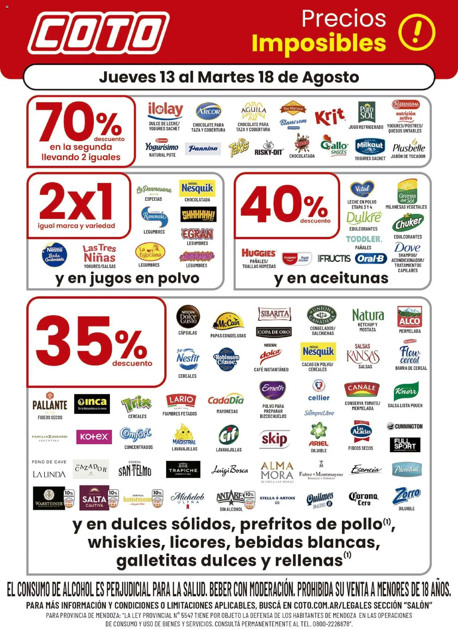 Vista previa del folleto de la tienda Coto válido desde el 13/08/2026 - Mostaza, Cerveza, Alcohol, Mesa, Lavavajillas, Toallas, Dulce, Polvo