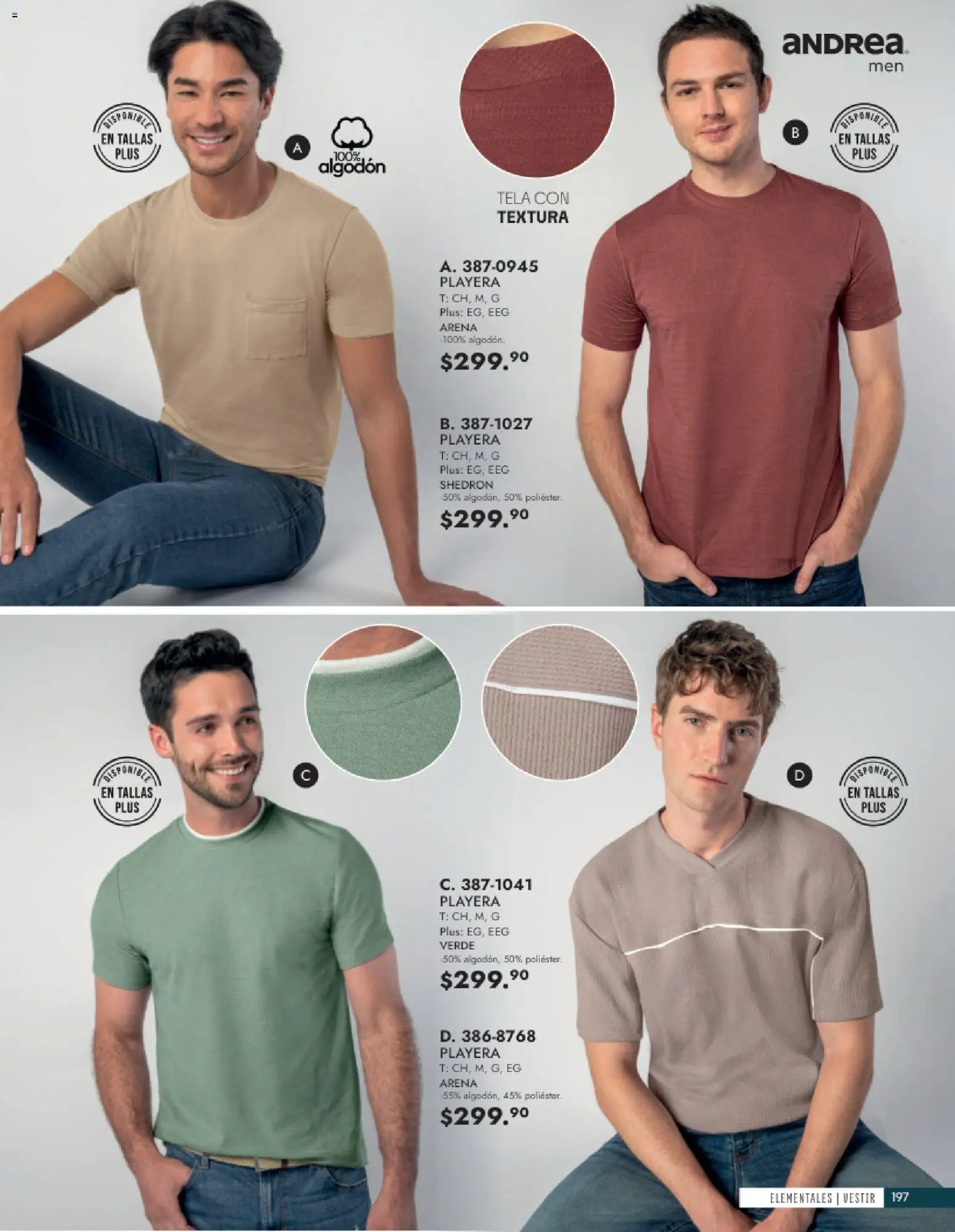 Vista previa las ofertas de la tienda Andrea - Andrea catálogo Vestir Caballero desde el 24/05/2026 - Playera, Algodón