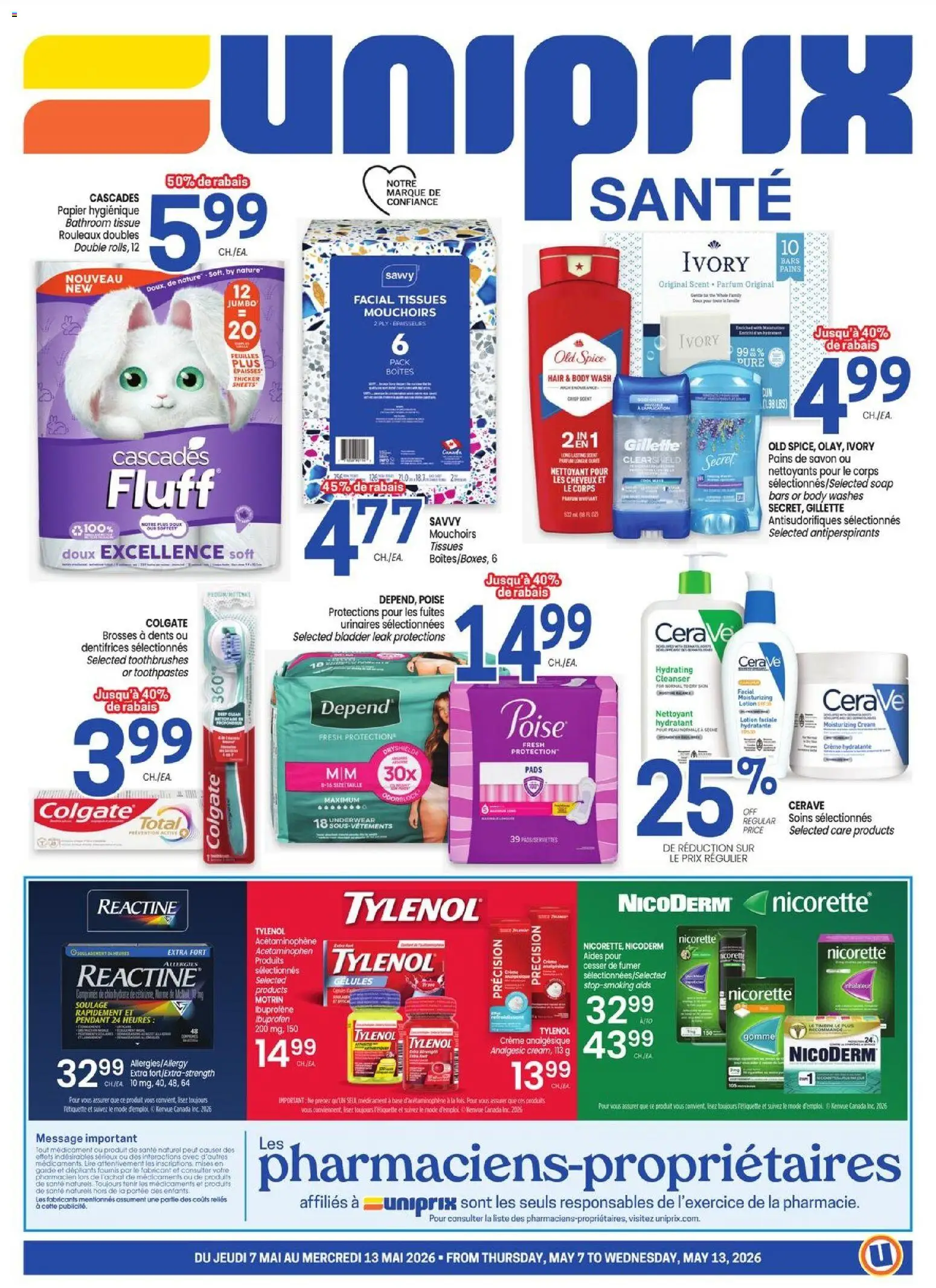 Preview of leaflet Uniprix - Uniprix Sante from shop Uniprix is valid from May 07, 2026 - Soap, Underwear, Body wash, Tissues