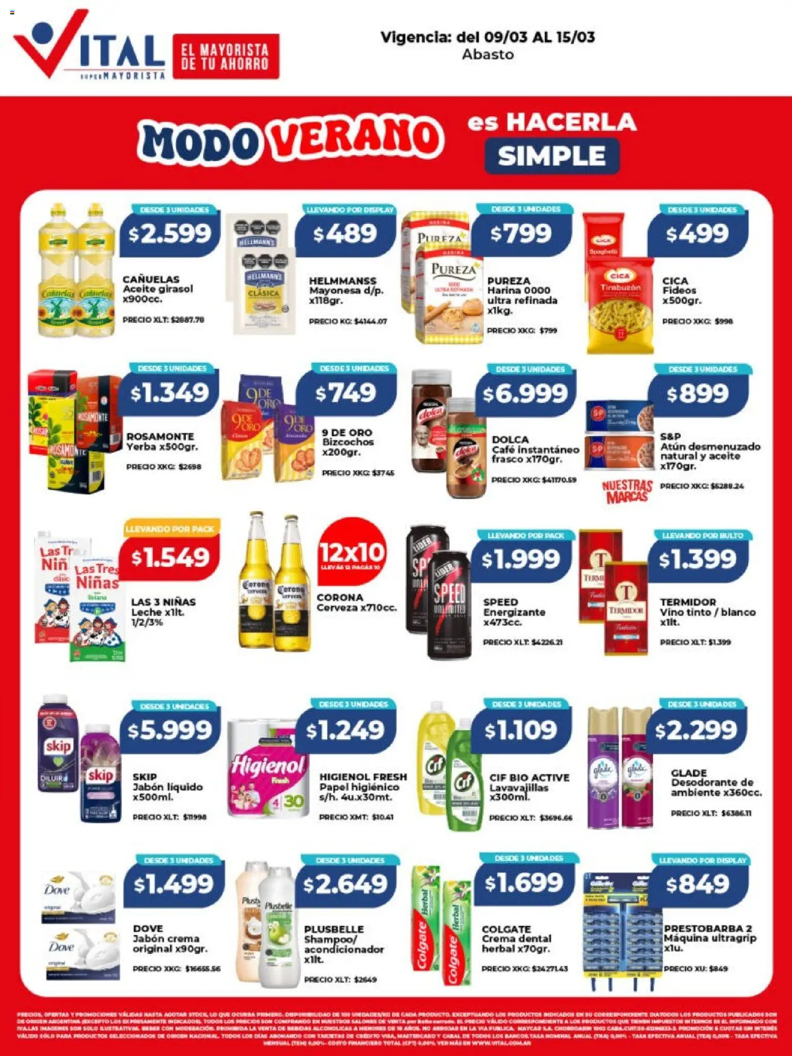Vista previa del folleto de la tienda Vital válido desde el 09/03/2026 - Cerveza, Vino, Leche, Atún, Jabón, Mayonesa, Spaghetti, Frasco