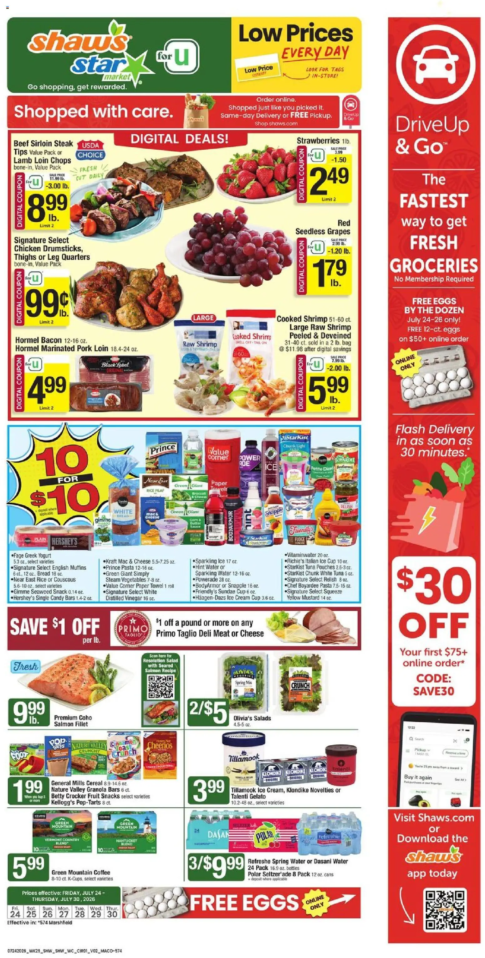 Ad Preview of Star Market Star Market Weekly Ad - MA from 07/24/2026 - Steak, Salmon, Meat, Bacon, Bag, Cream, Mustard, Muffins