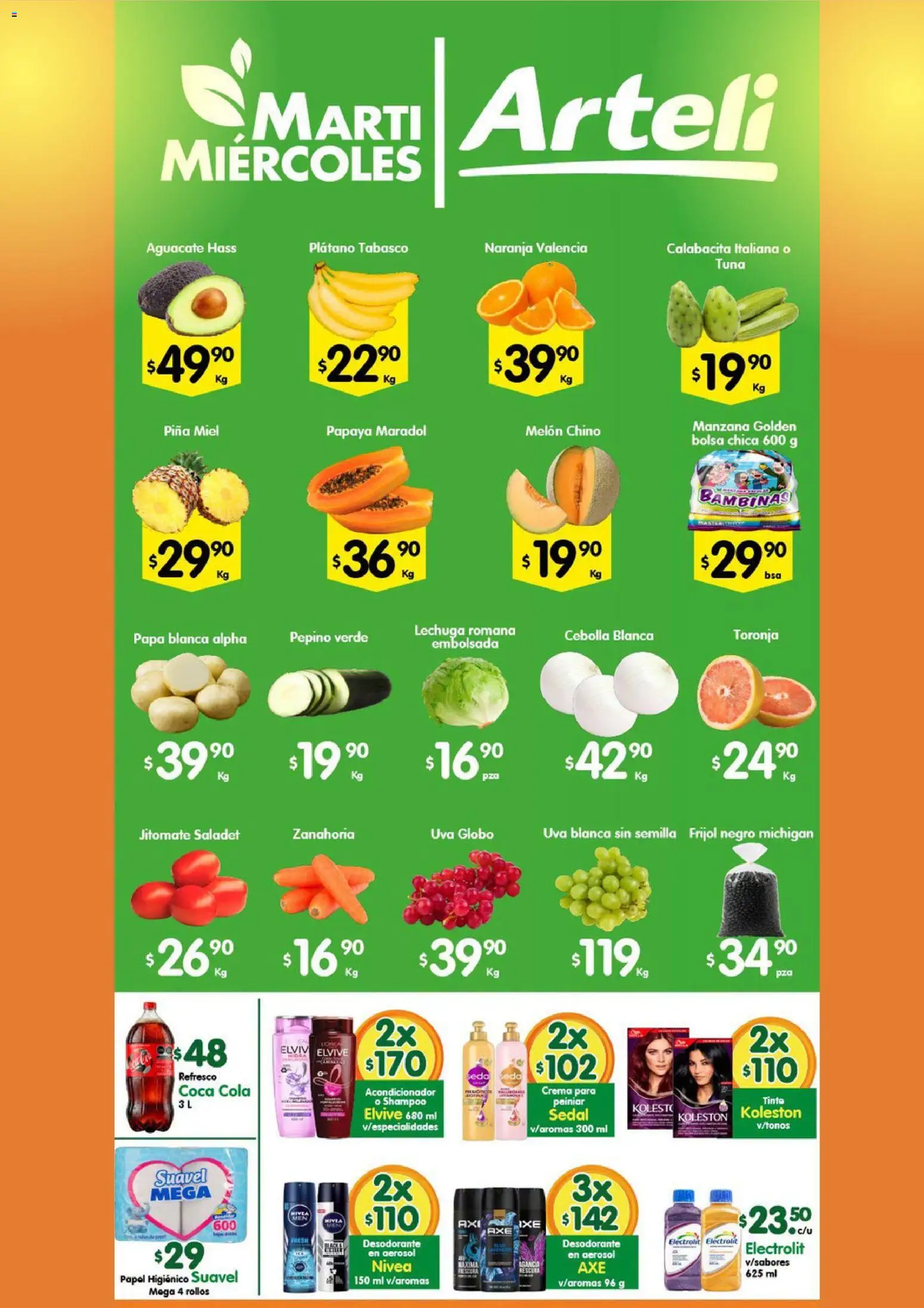 Vista previa las ofertas de la tienda Arteli - Arteli folleto Tuxpan desde el 01/09/2026 - Shampoo, Plátano, Zanahoria, Piña, Refresco, Pepino, Toronja, Calabacita