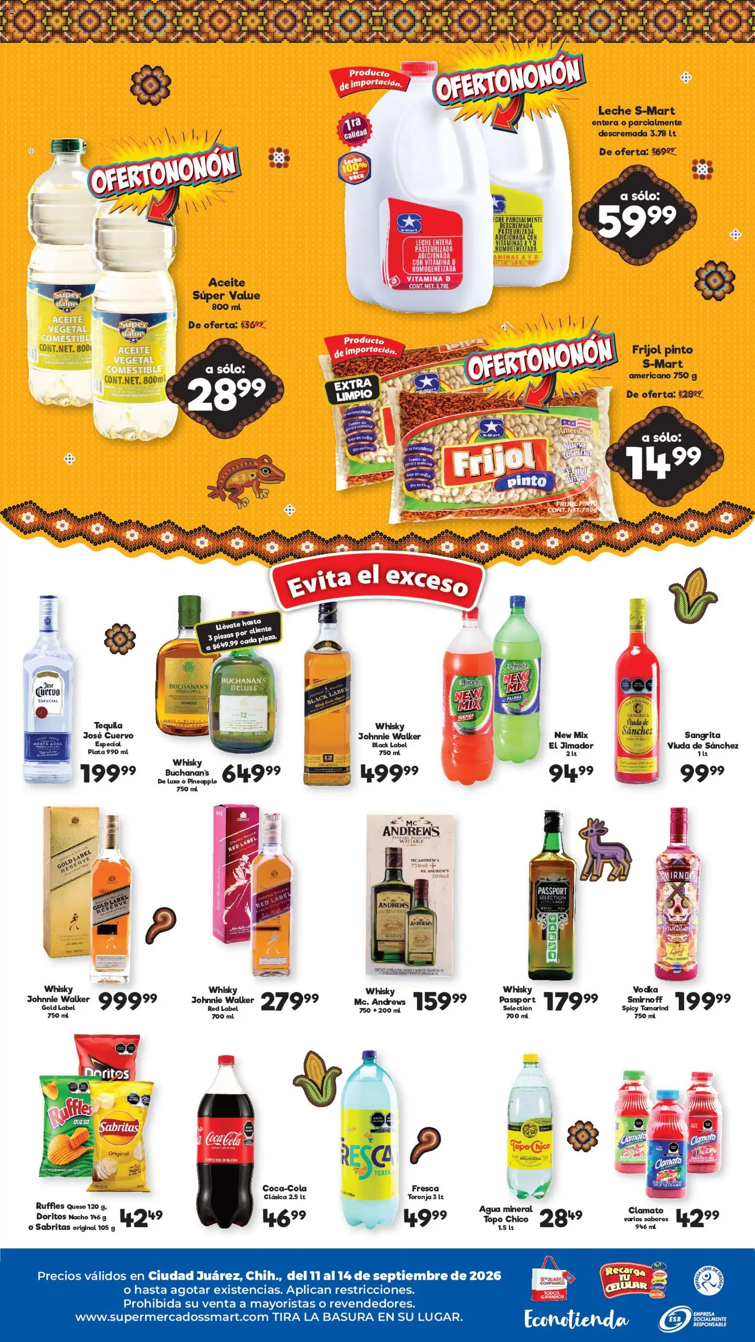 Vista previa las ofertas de la tienda S-Mart - S-Mart folleto Ofertas de feria Juárez desde el 11/09/2026 