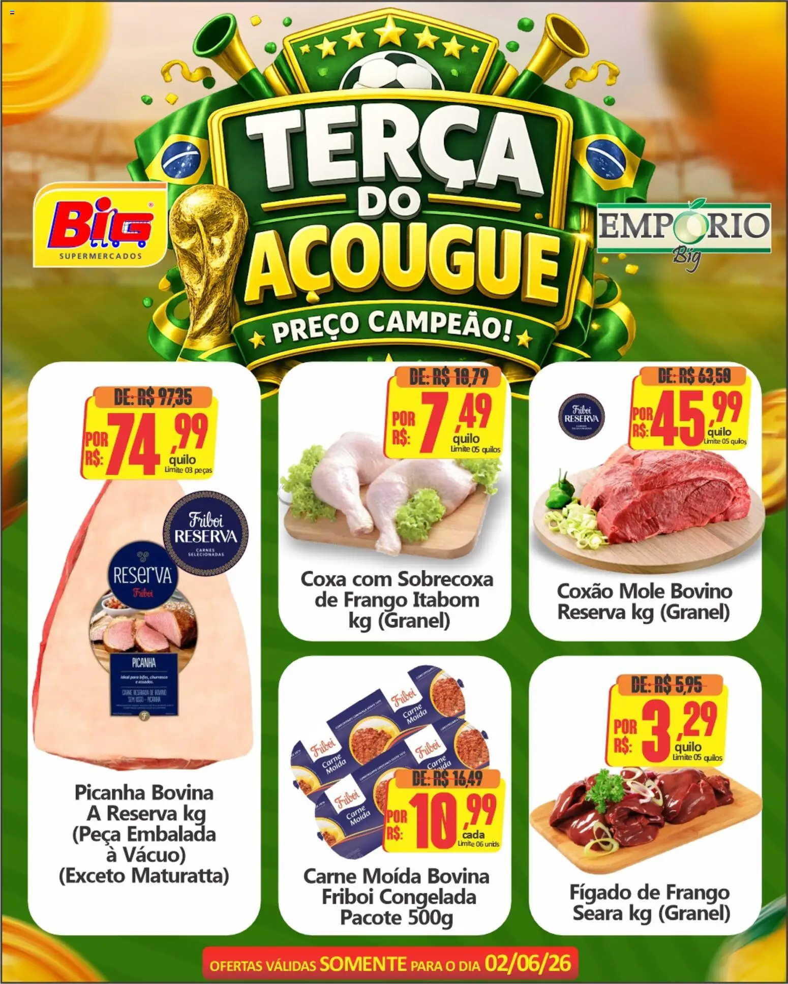 Pré-Visualização do folheto "Big Supermercados ofertas do Dia" da loja Big Supermercados válido a partir de 02/06/2026
