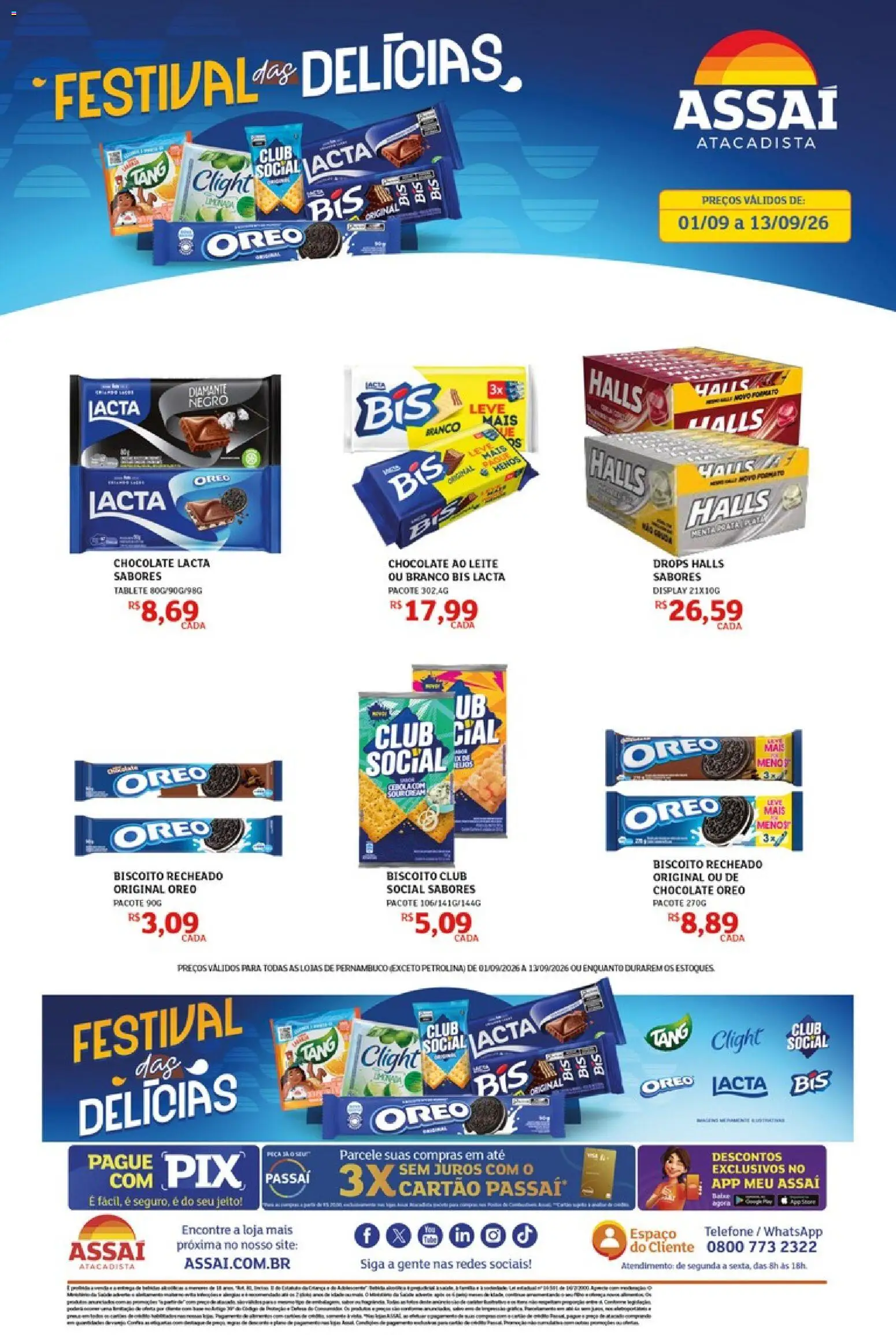 Pré-Visualização do folheto "Assaí Atacadista ofertas - PE" da loja Assaí Atacadista válido a partir de 01/09/2026 - Telefone, Chocolate, Biscoito, Leite, Biscoito recheado