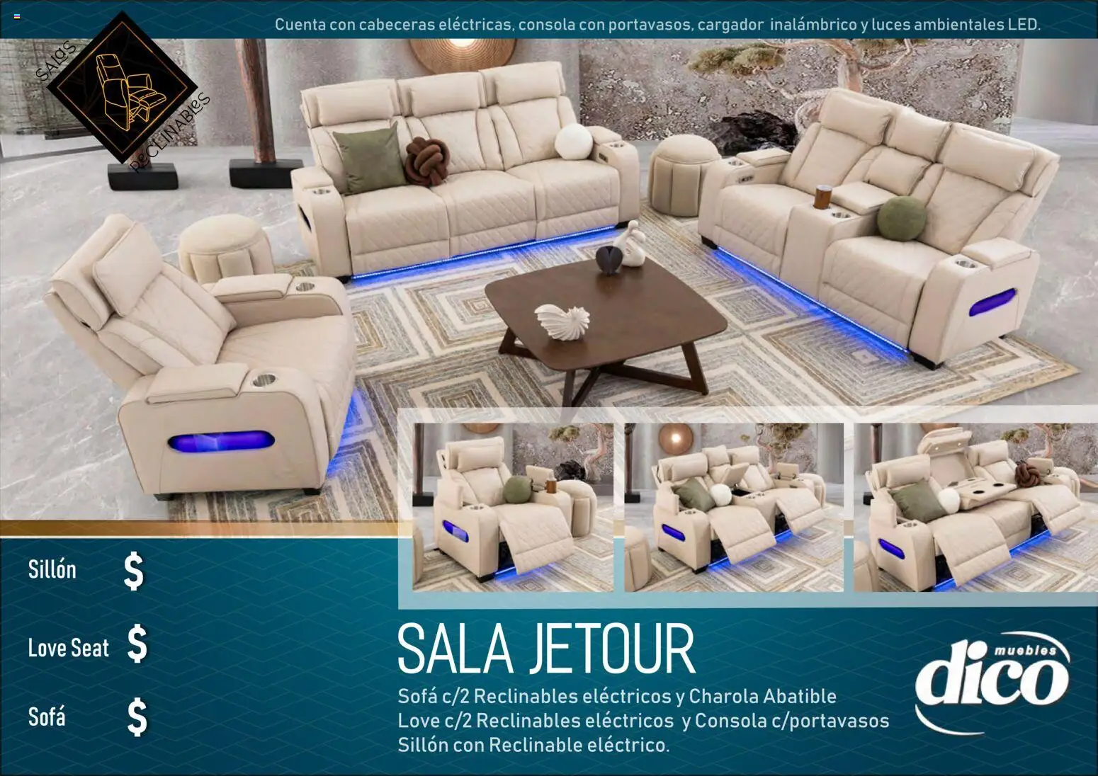 Vista previa las ofertas de la tienda Muebles Dico - Muebles Dico catálogo Salas reclinables desde el 27/03/2026 - Sillón, Sala, Sales, Cargador, Sofá