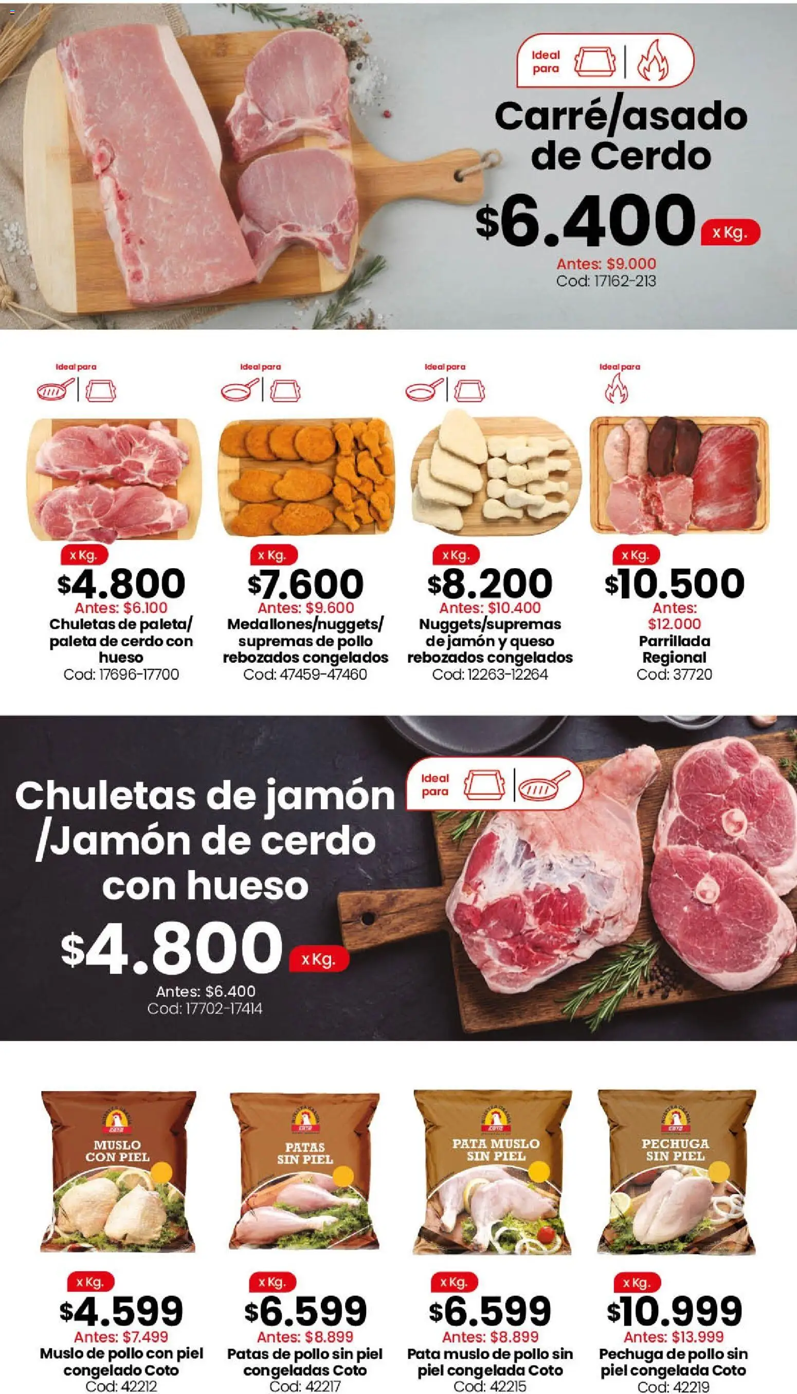 Vista previa del folleto de la tienda Coto válido desde el 17/08/2026 - Pollo, Queso, Cerdo, Patas de pollo, Paleta, Jamón, Paleta de cerdo