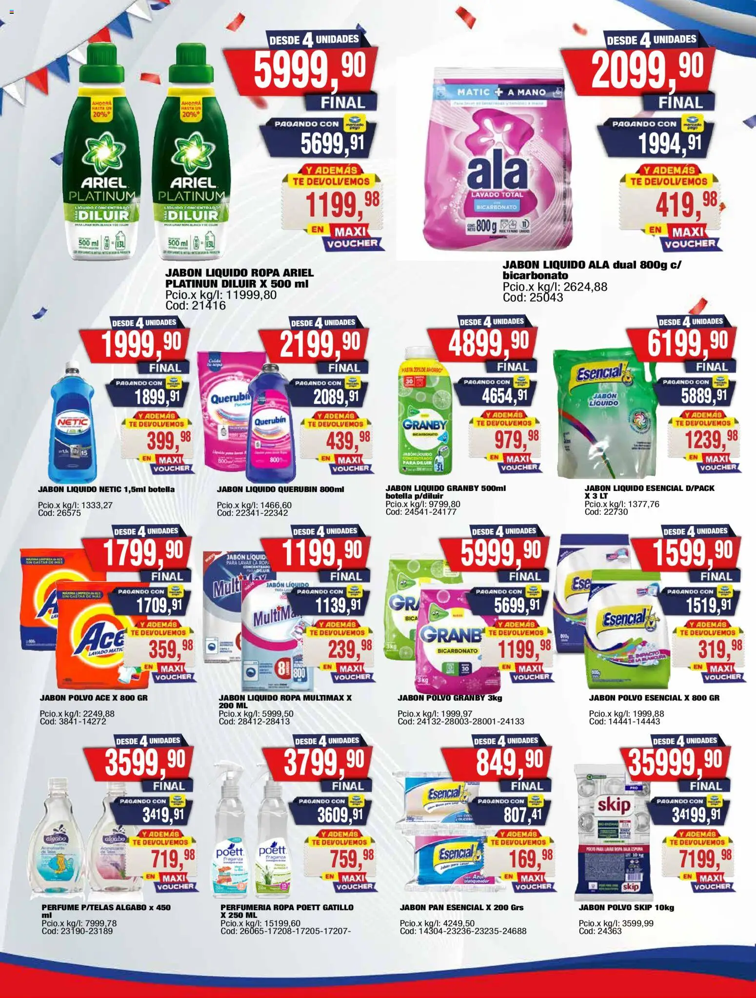 Vista previa del folleto de la tienda Maxiconsumo válido desde el 10/08/2026 - Ropa, Té, Perfume, Pan, Botella, Jabón, Jabón líquido, Polvo