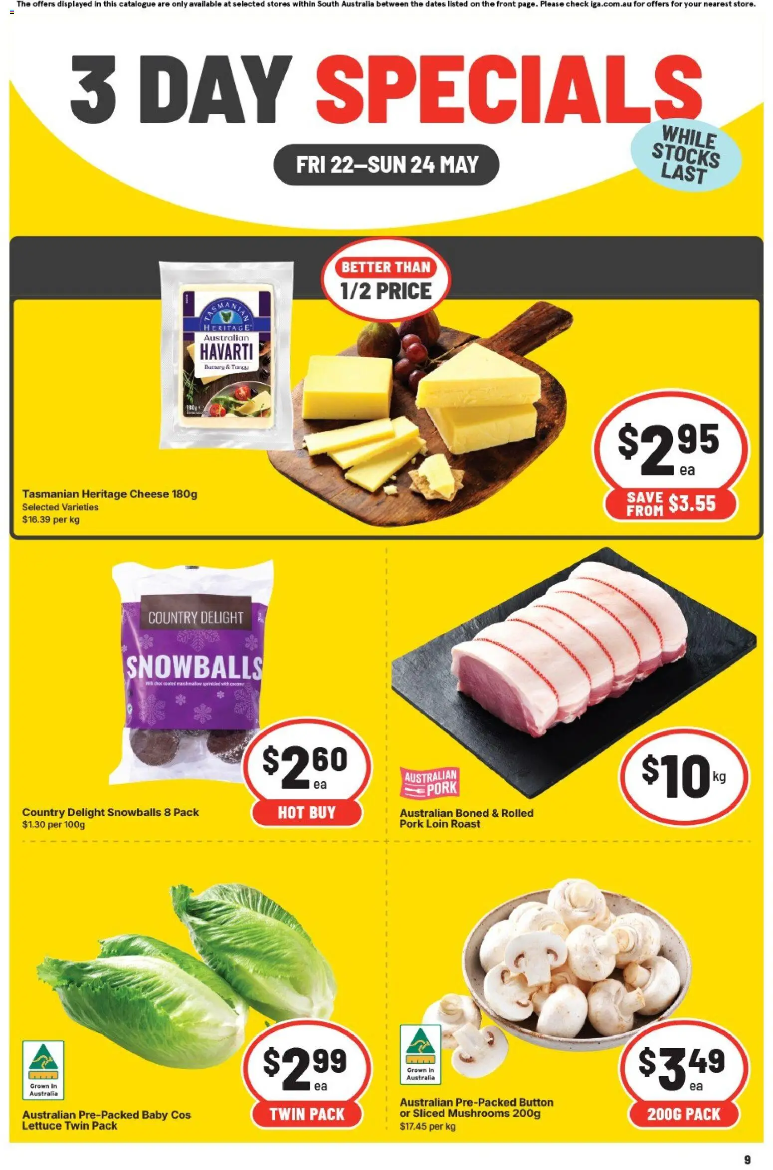 Preview of catalogue IGA 3 Day Specials - SA from shop IGA valid 22/05/2026
