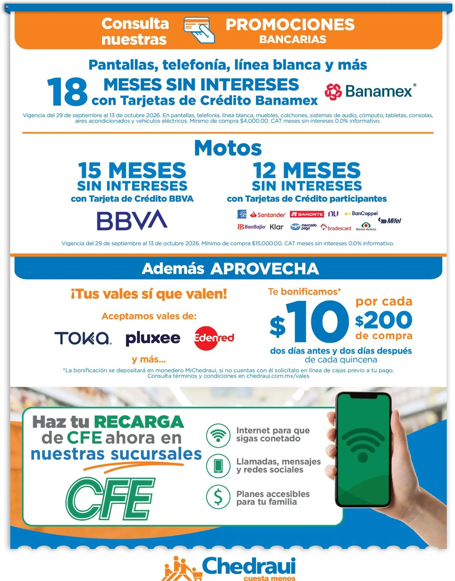 Vista previa las ofertas de la tienda Chedraui - Chedraui folleto Festival marca propia desde el 29/09/2026 - Banco, Té, Monedero
