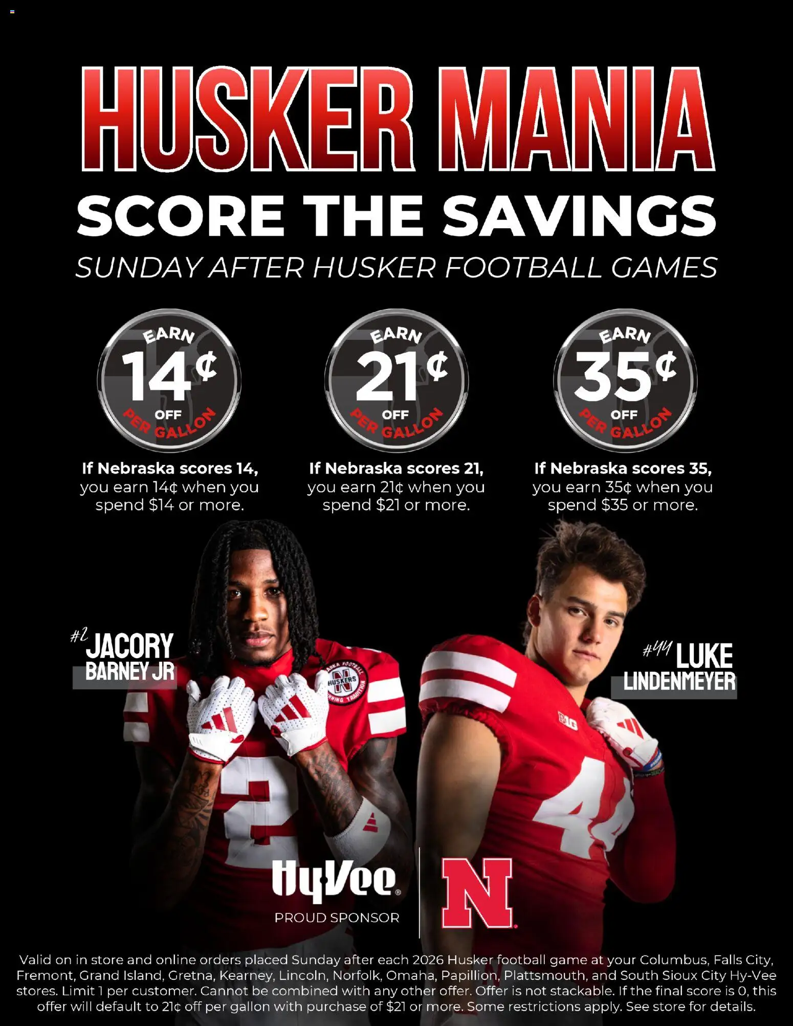 Ad Preview of HyVee HyVee Husker Mania from 09/02/2026 - Game