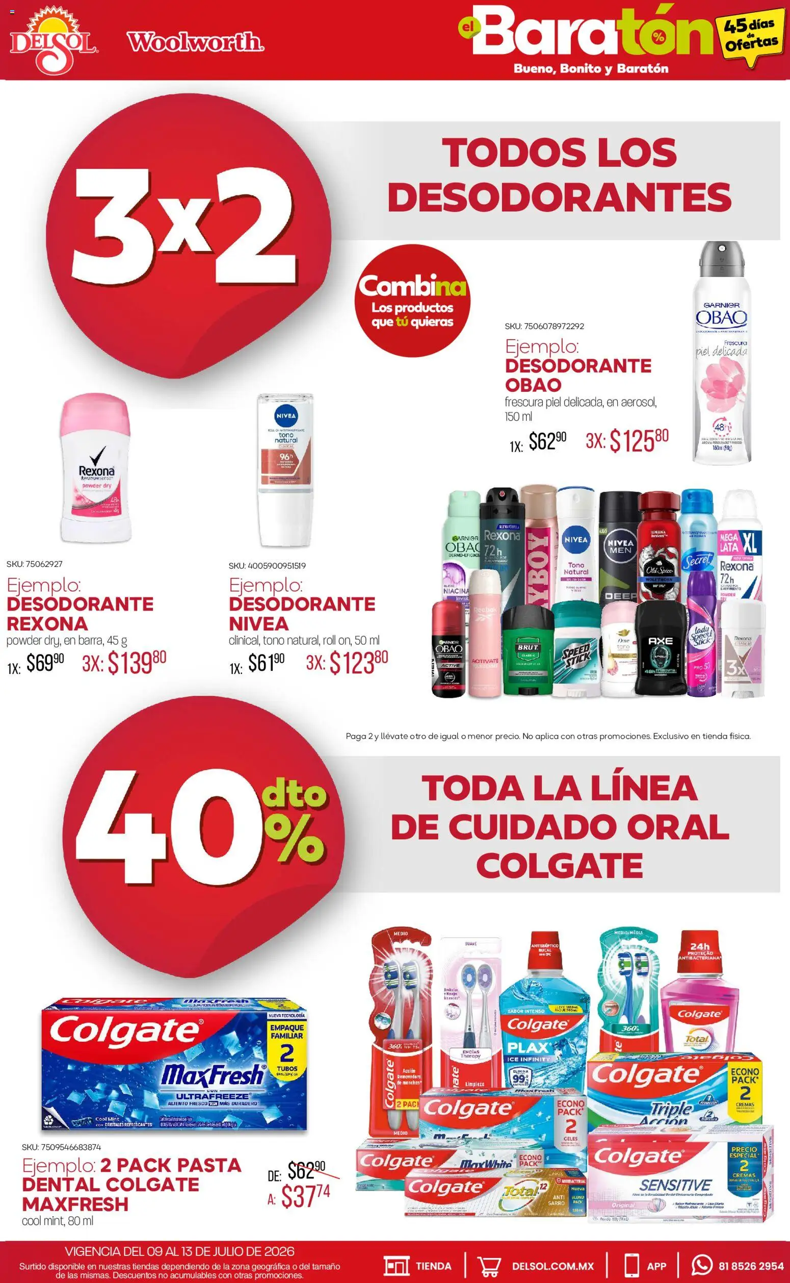 Vista previa las ofertas de la tienda Del Sol y Woolworth - Del Sol y Woolworth catálogo Bueno, Bonito y Baratón desde el 09/07/2026 - Pasta, Desodorante
